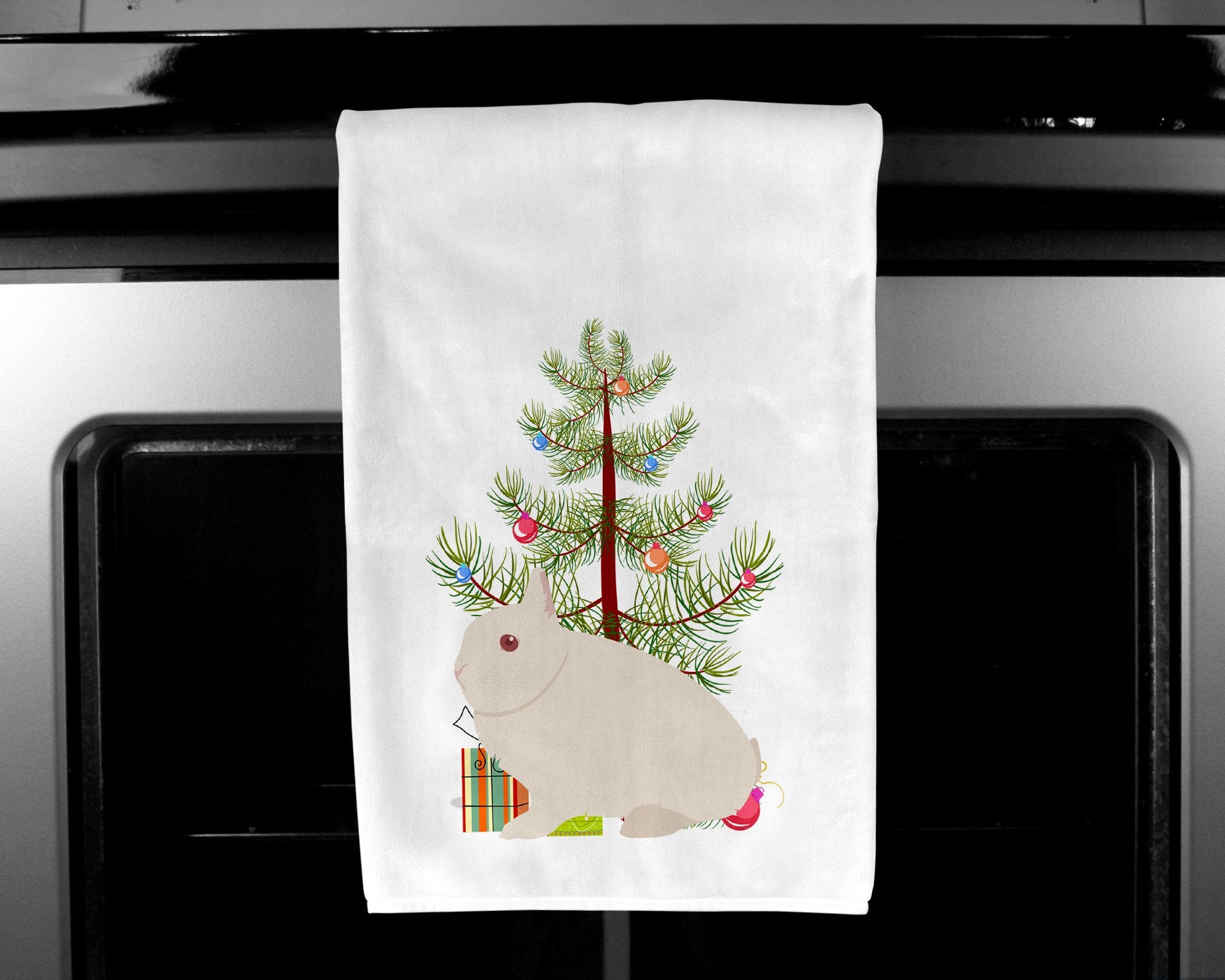 Hermelin Rabbit Christmas White Kitchen Towel Set of 2 BB9331WTKT by Caroline's Treasures