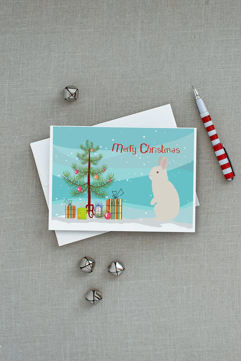 New Zealand White Rabbit Christmas Greeting Cards and Envelopes Pack of 8 - the-store.com