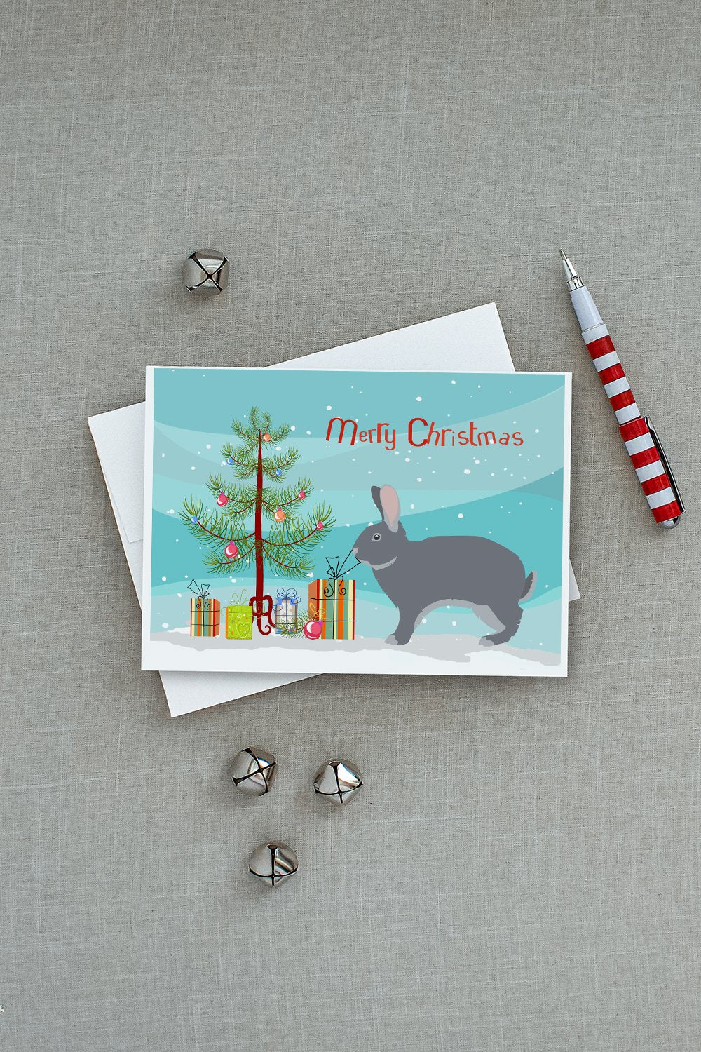 Giant Chinchilla Rabbit Christmas Greeting Cards and Envelopes Pack of 8 - the-store.com