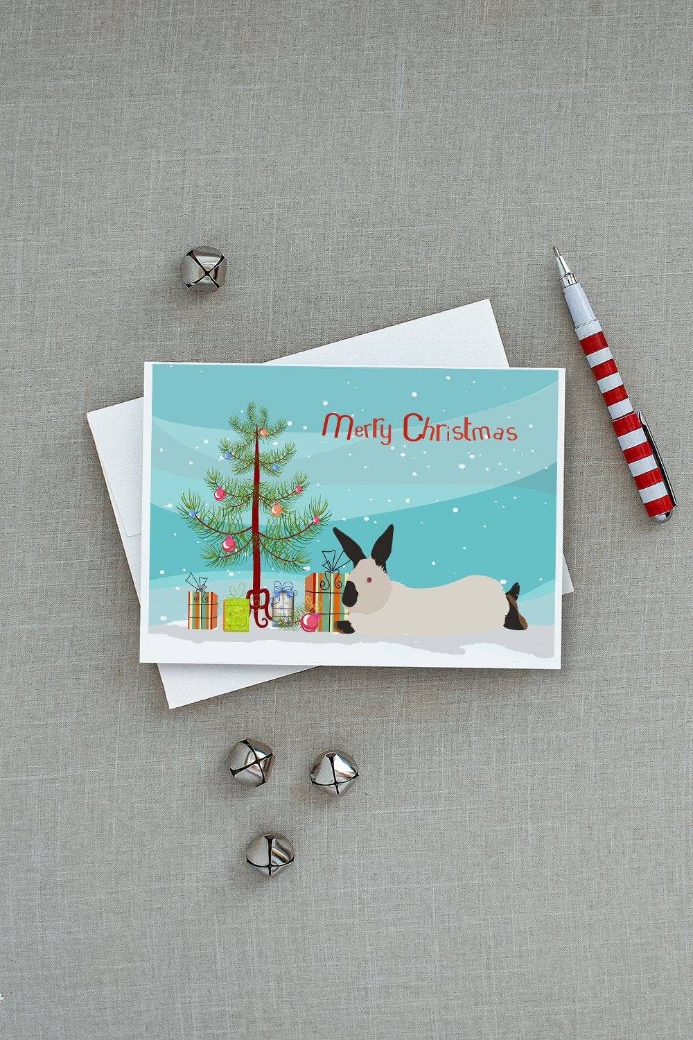 California White Rabbit Christmas Greeting Cards and Envelopes Pack of 8 - the-store.com
