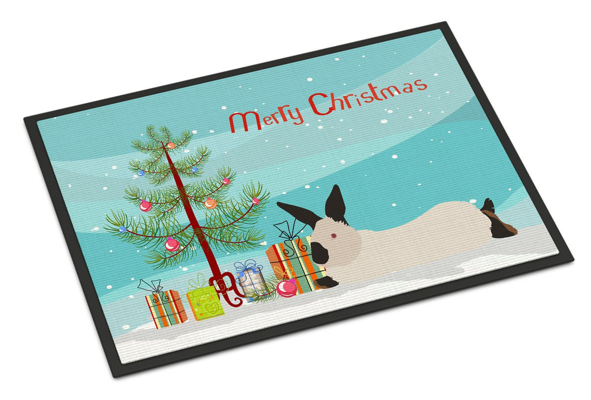 California White Rabbit Christmas Indoor or Outdoor Mat 24x36 BB9334JMAT by Caroline&#39;s Treasures
