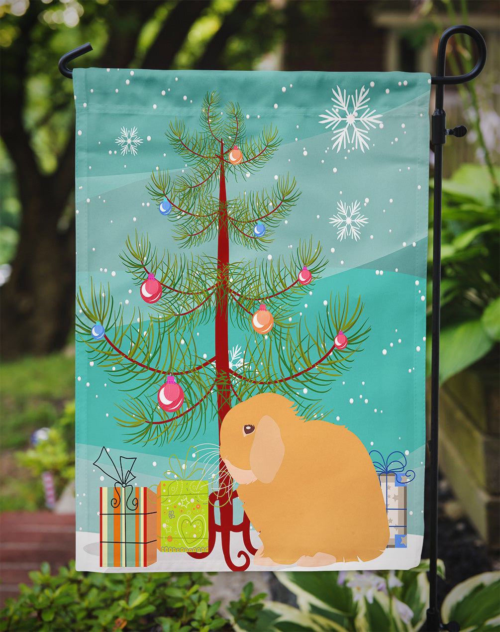 Holland Lop Rabbit Christmas Flag Garden Size BB9335GF