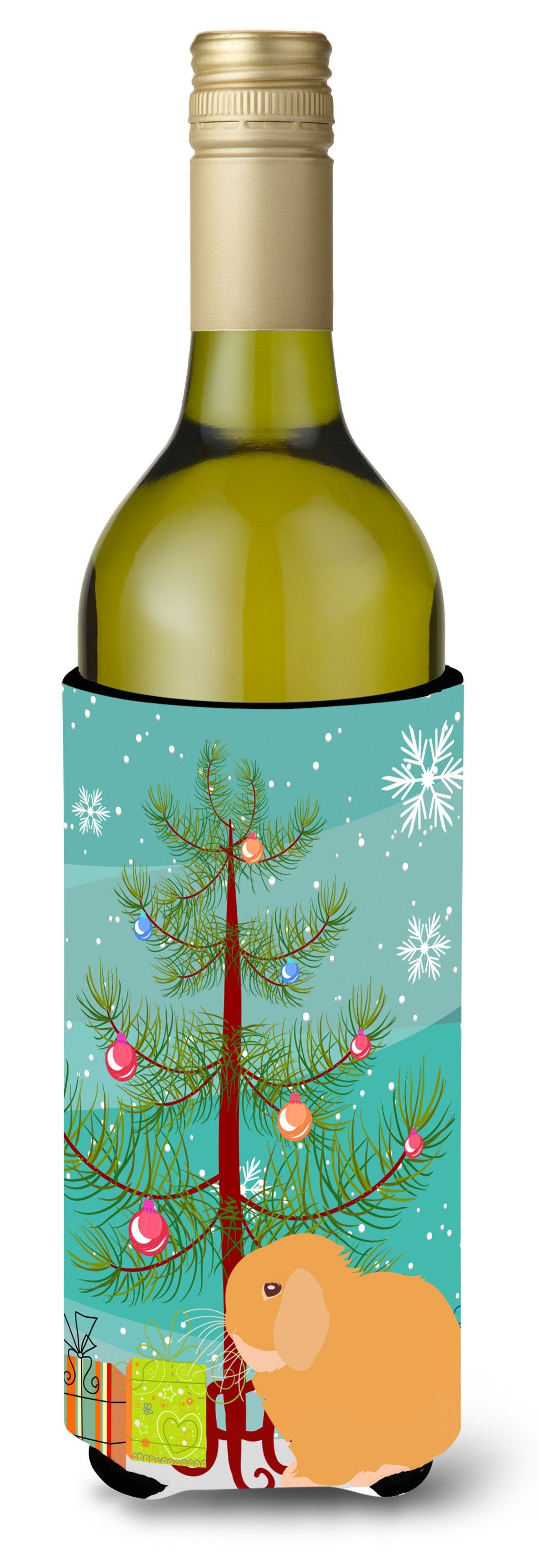 Holland Lop Rabbit Christmas Wine Bottle Beverge Insulator Hugger BB9335LITERK by Caroline&#39;s Treasures