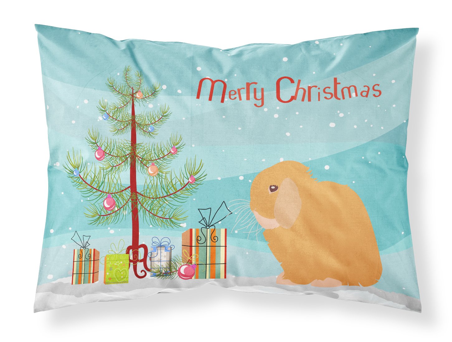 Holland Lop Rabbit Christmas Fabric Standard Pillowcase BB9335PILLOWCASE by Caroline's Treasures