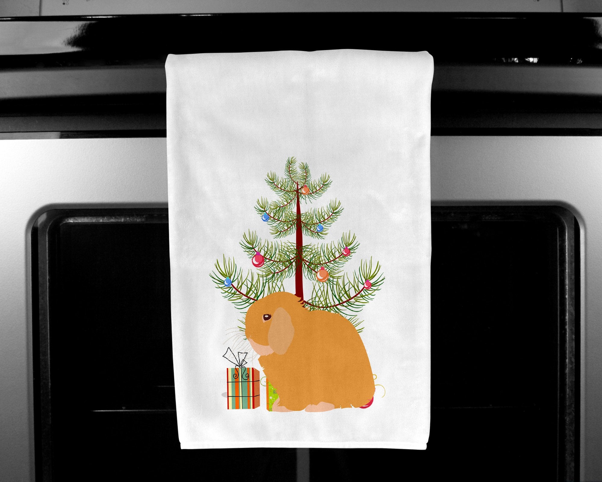 Holland Lop Rabbit Christmas White Kitchen Towel Set of 2 BB9335WTKT by Caroline's Treasures