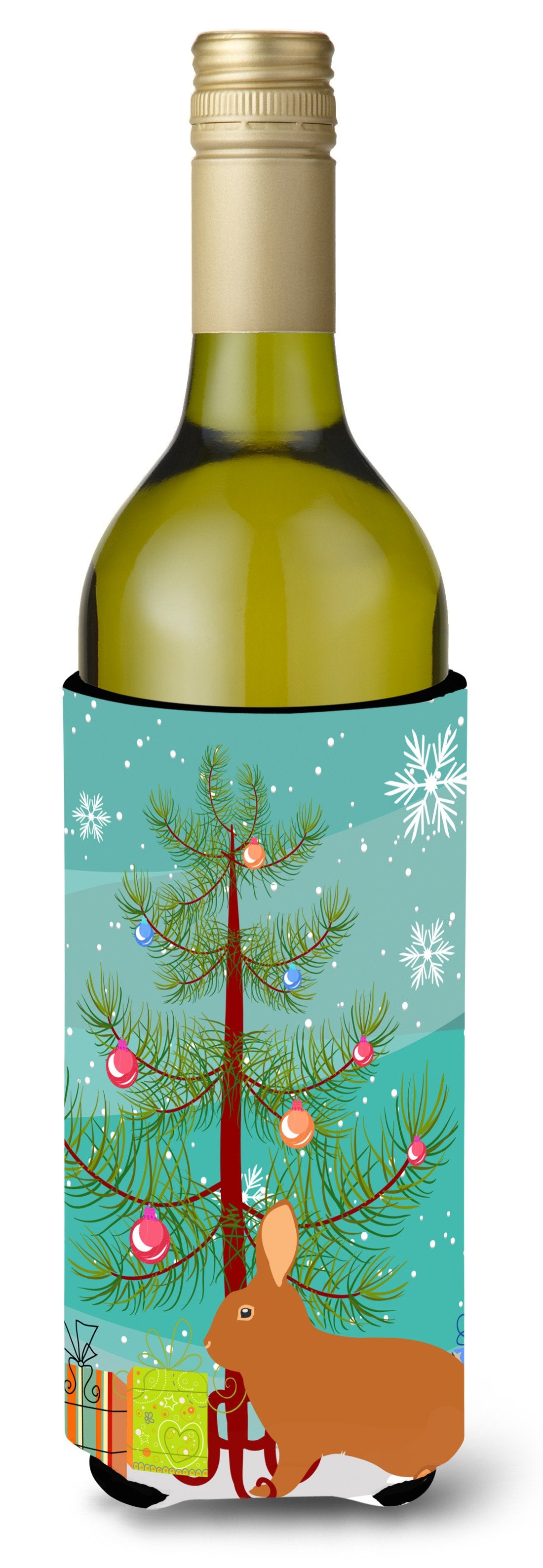 Rex Rabbit Christmas Wine Bottle Beverge Insulator Hugger BB9336LITERK by Caroline&#39;s Treasures
