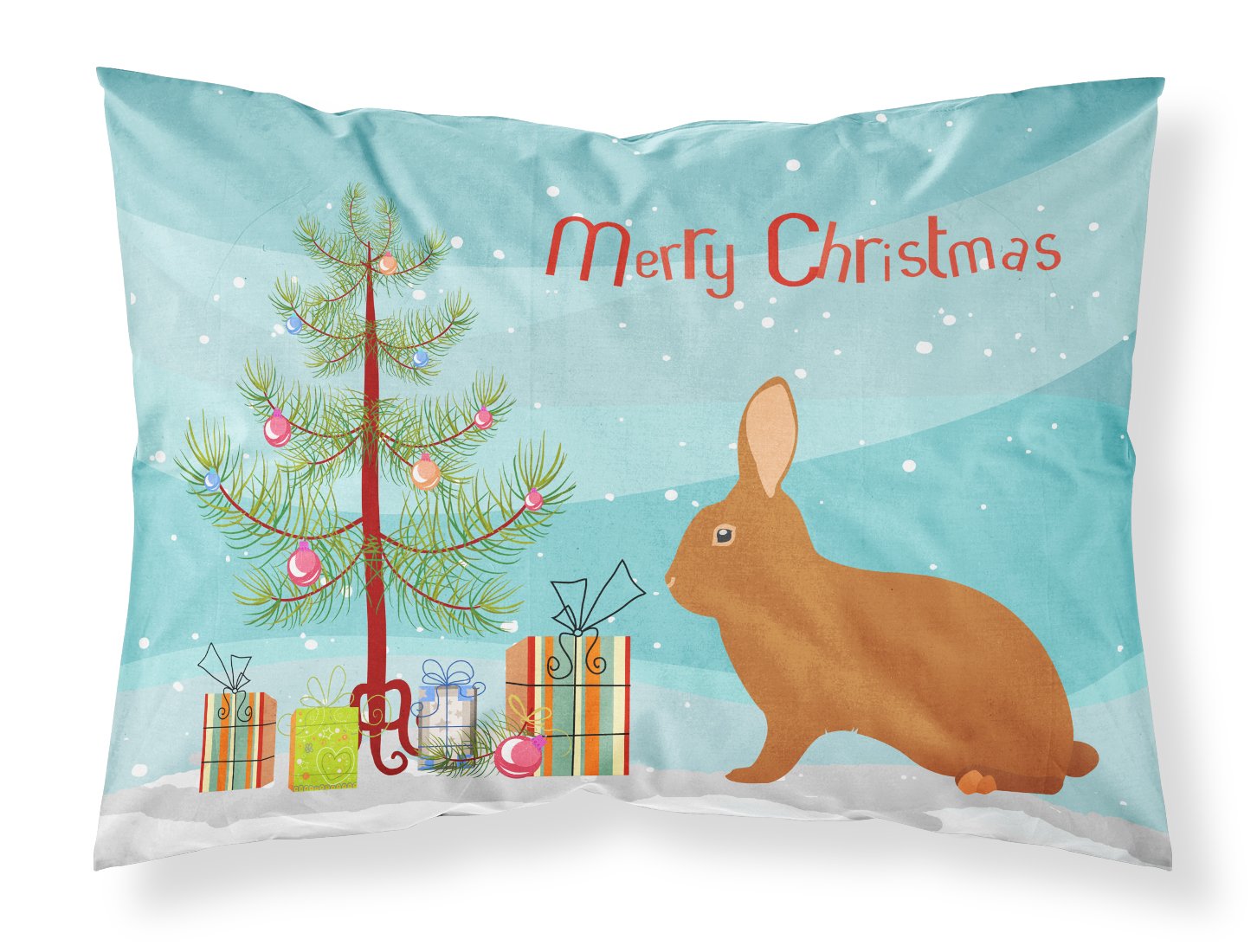 Rex Rabbit Christmas Fabric Standard Pillowcase BB9336PILLOWCASE by Caroline's Treasures