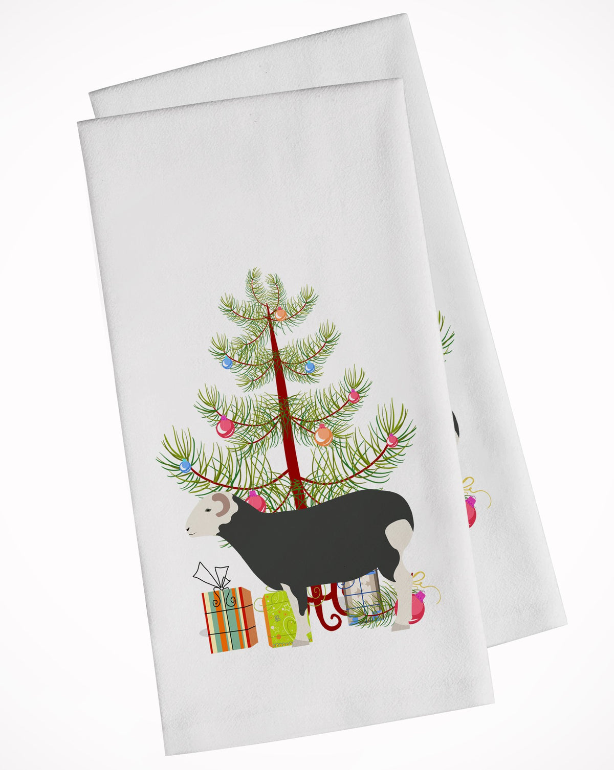 Herwick Sheep Christmas White Kitchen Towel Set of 2 BB9337WTKT by Caroline&#39;s Treasures