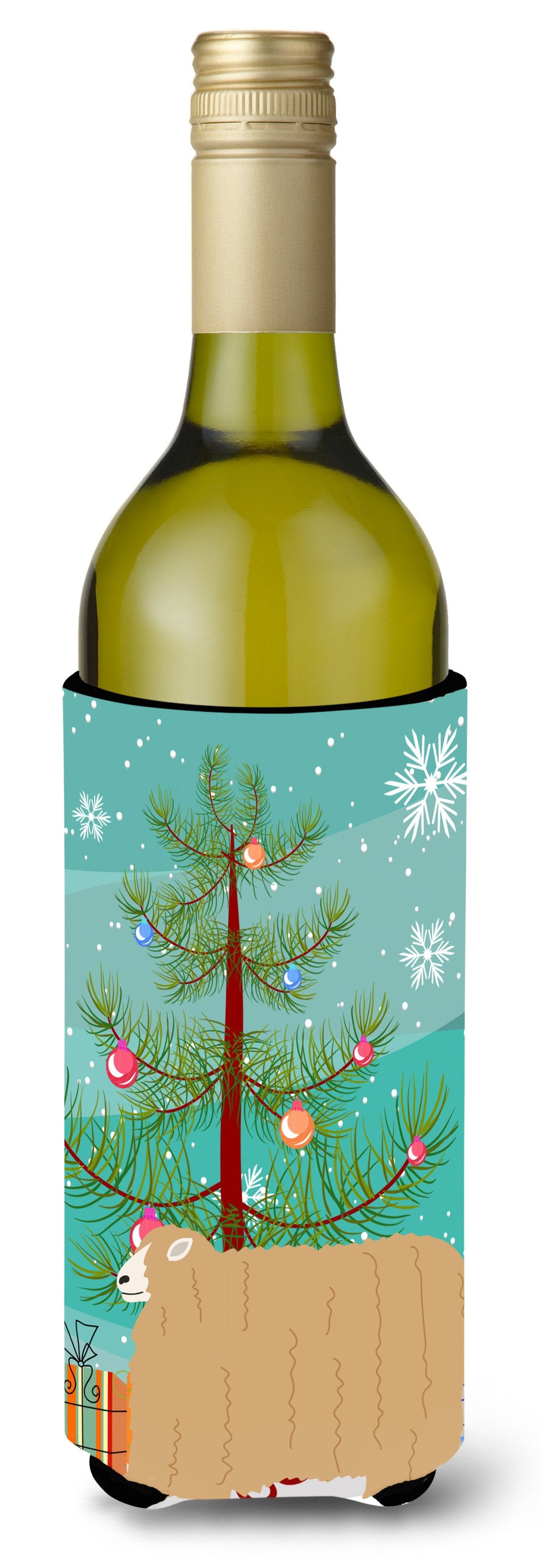 Lincoln Longwool Sheep Christmas Wine Bottle Beverge Insulator Hugger BB9338LITERK by Caroline&#39;s Treasures
