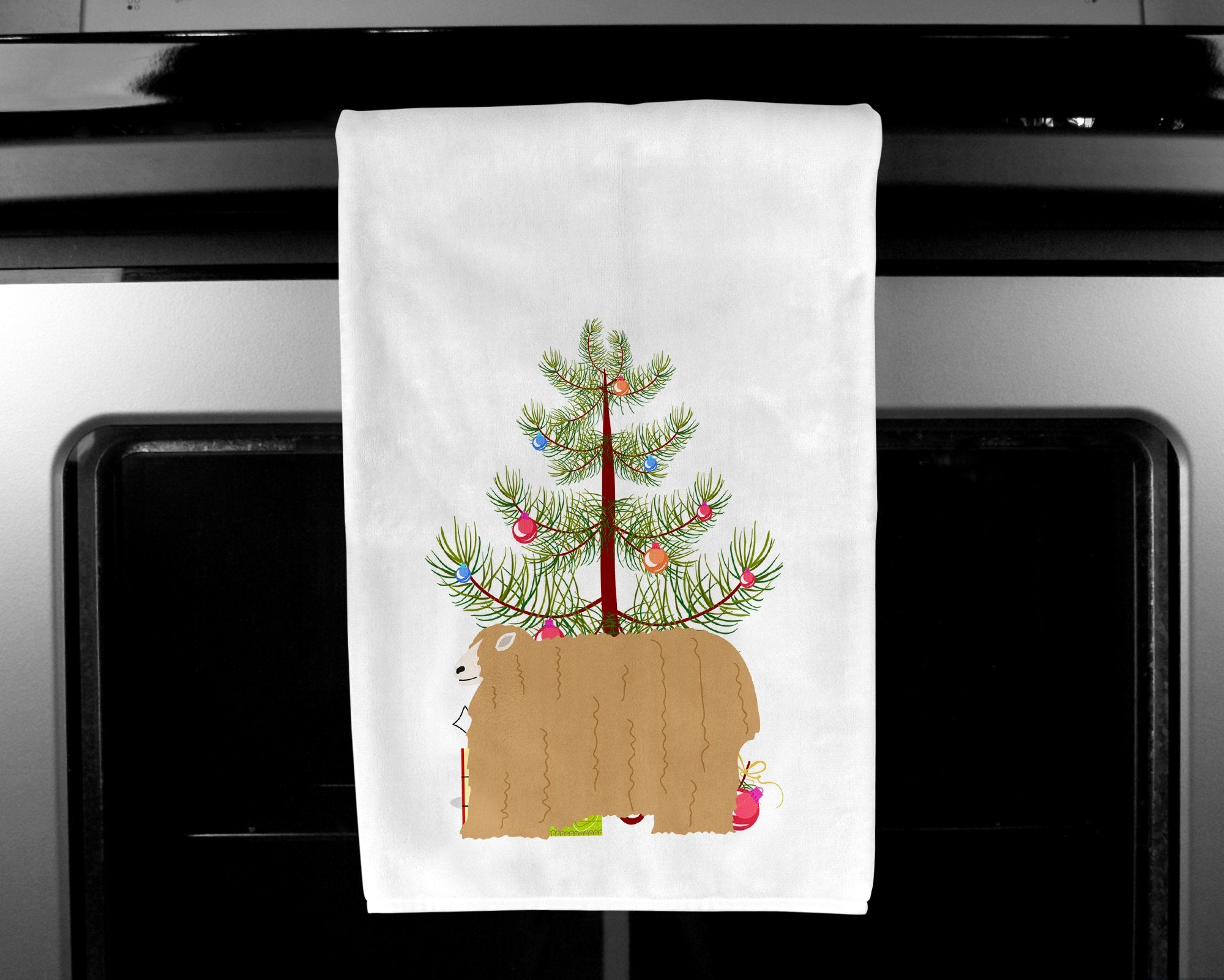 Lincoln Longwool Sheep Christmas White Kitchen Towel Set of 2 BB9338WTKT by Caroline's Treasures