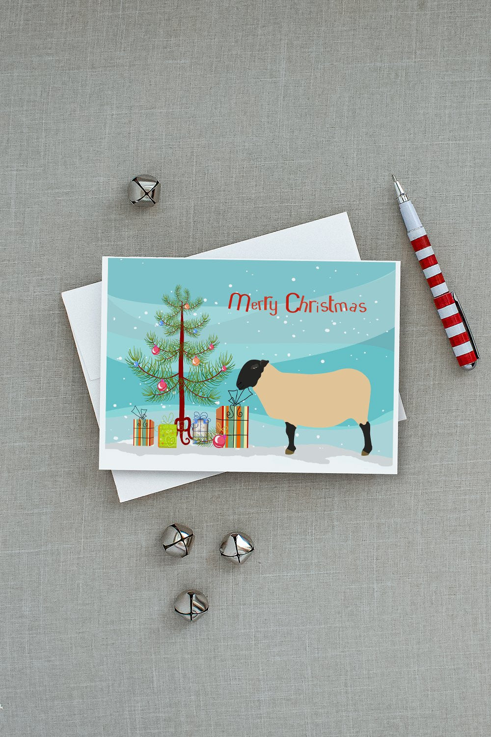 Suffolk Sheep Christmas Greeting Cards and Envelopes Pack of 8 - the-store.com
