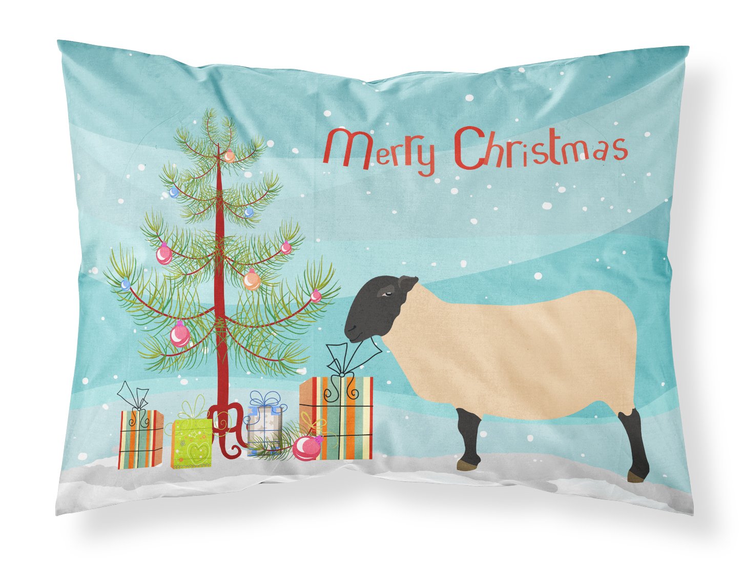 Suffolk Sheep Christmas Fabric Standard Pillowcase BB9339PILLOWCASE by Caroline's Treasures