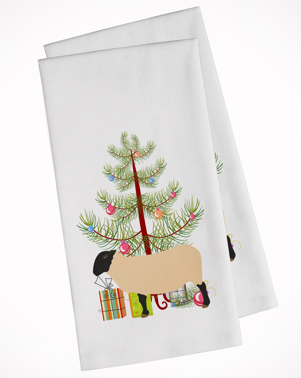 Suffolk Sheep Christmas White Kitchen Towel Set of 2 BB9339WTKT by Caroline&#39;s Treasures