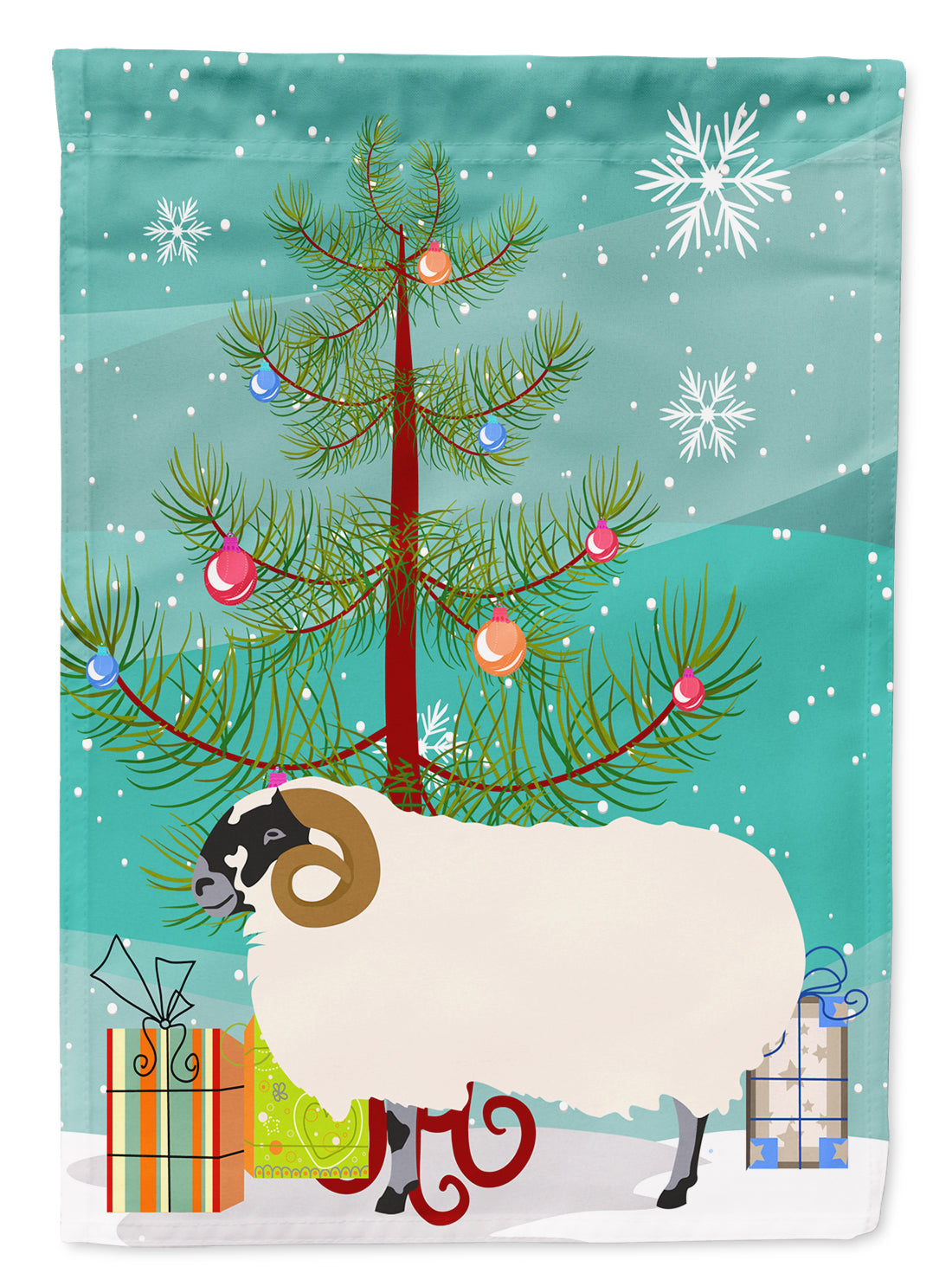 Scottish Blackface Sheep Christmas Flag Canvas House Size BB9340CHF  the-store.com.