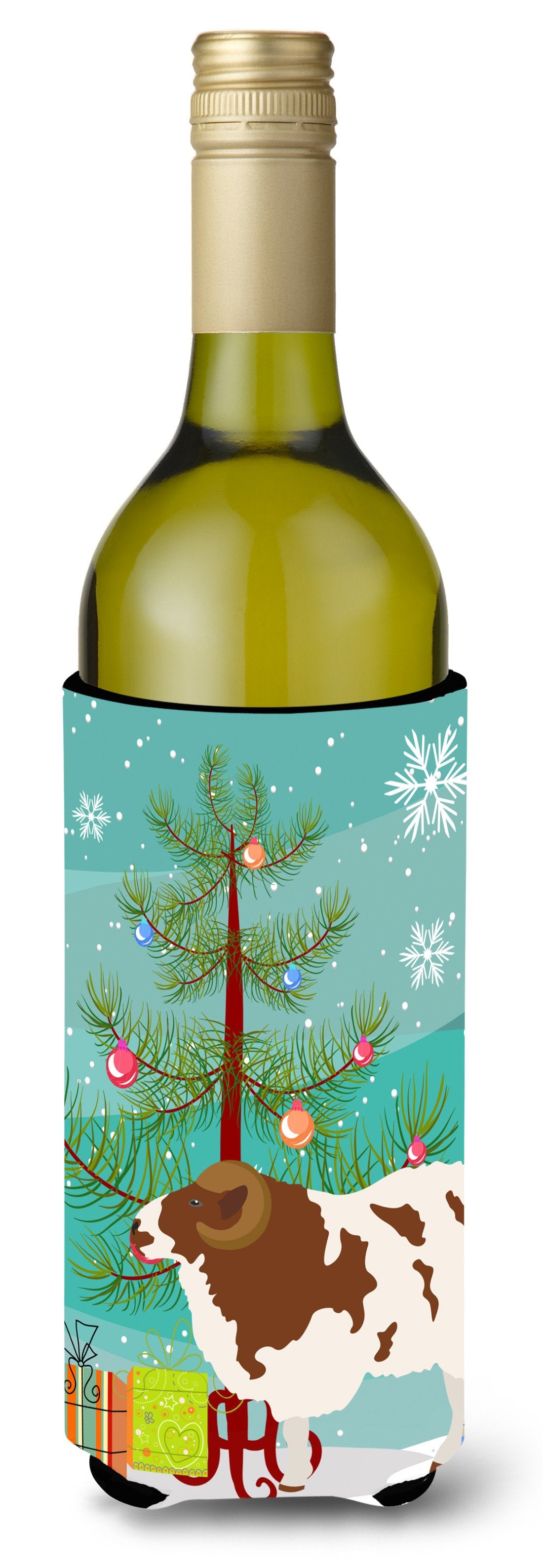 Jacob Sheep Christmas Wine Bottle Beverge Insulator Hugger BB9342LITERK by Caroline&#39;s Treasures