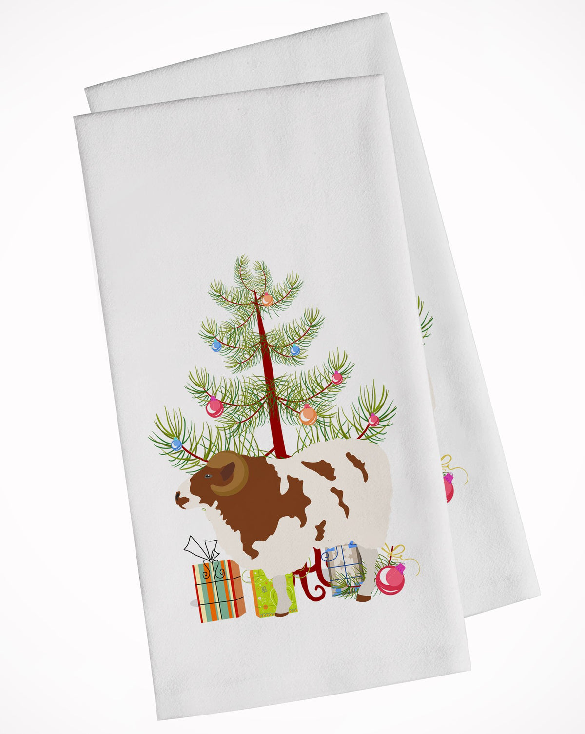 Jacob Sheep Christmas White Kitchen Towel Set of 2 BB9342WTKT by Caroline&#39;s Treasures