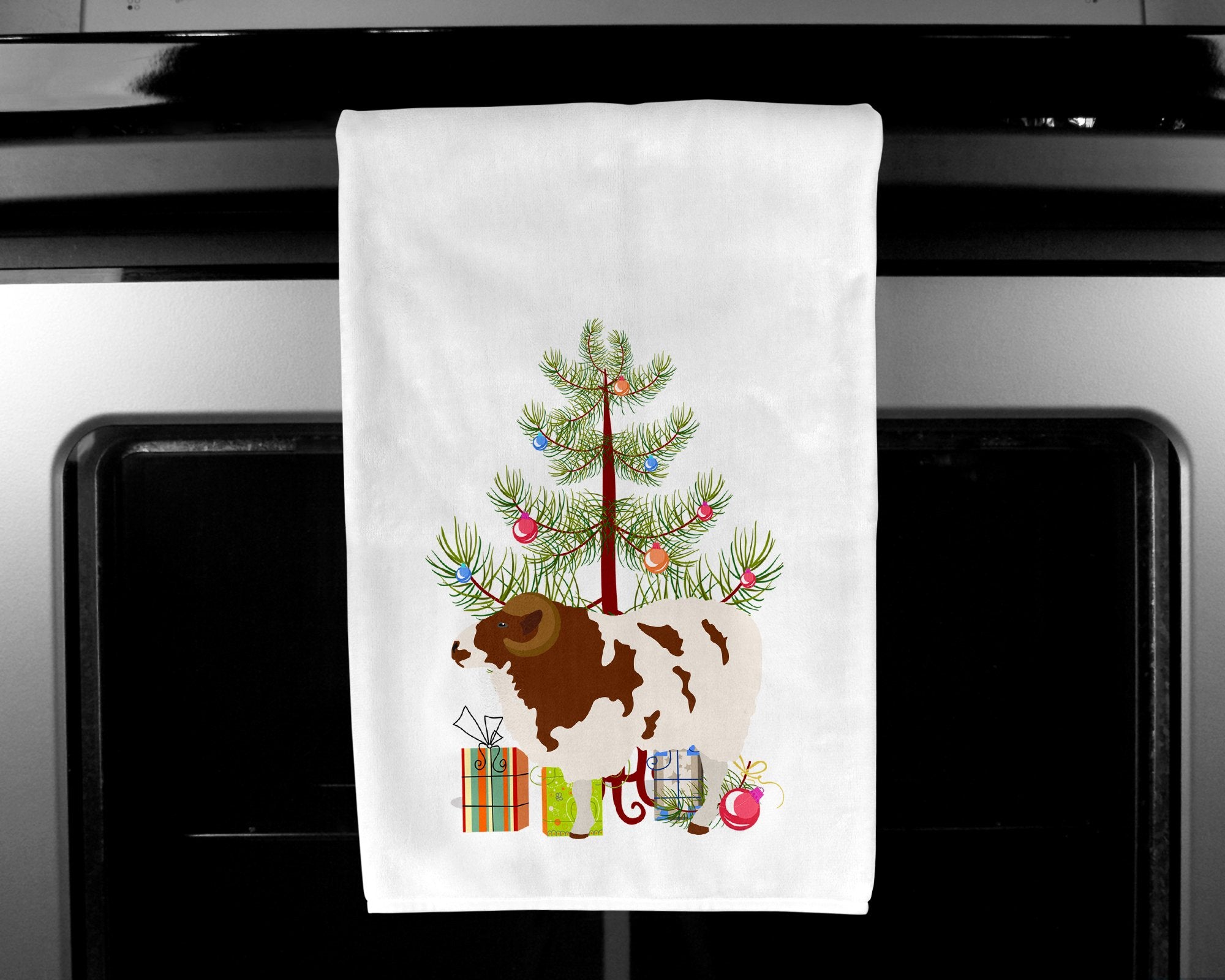 Jacob Sheep Christmas White Kitchen Towel Set of 2 BB9342WTKT by Caroline's Treasures