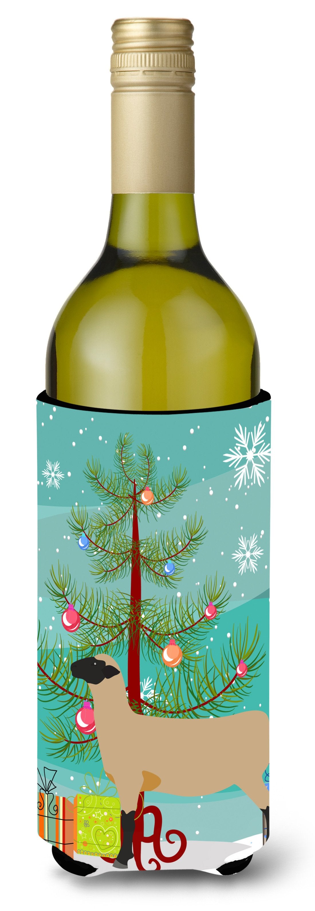 Hampshire Down Sheep Christmas Wine Bottle Beverge Insulator Hugger BB9343LITERK by Caroline&#39;s Treasures