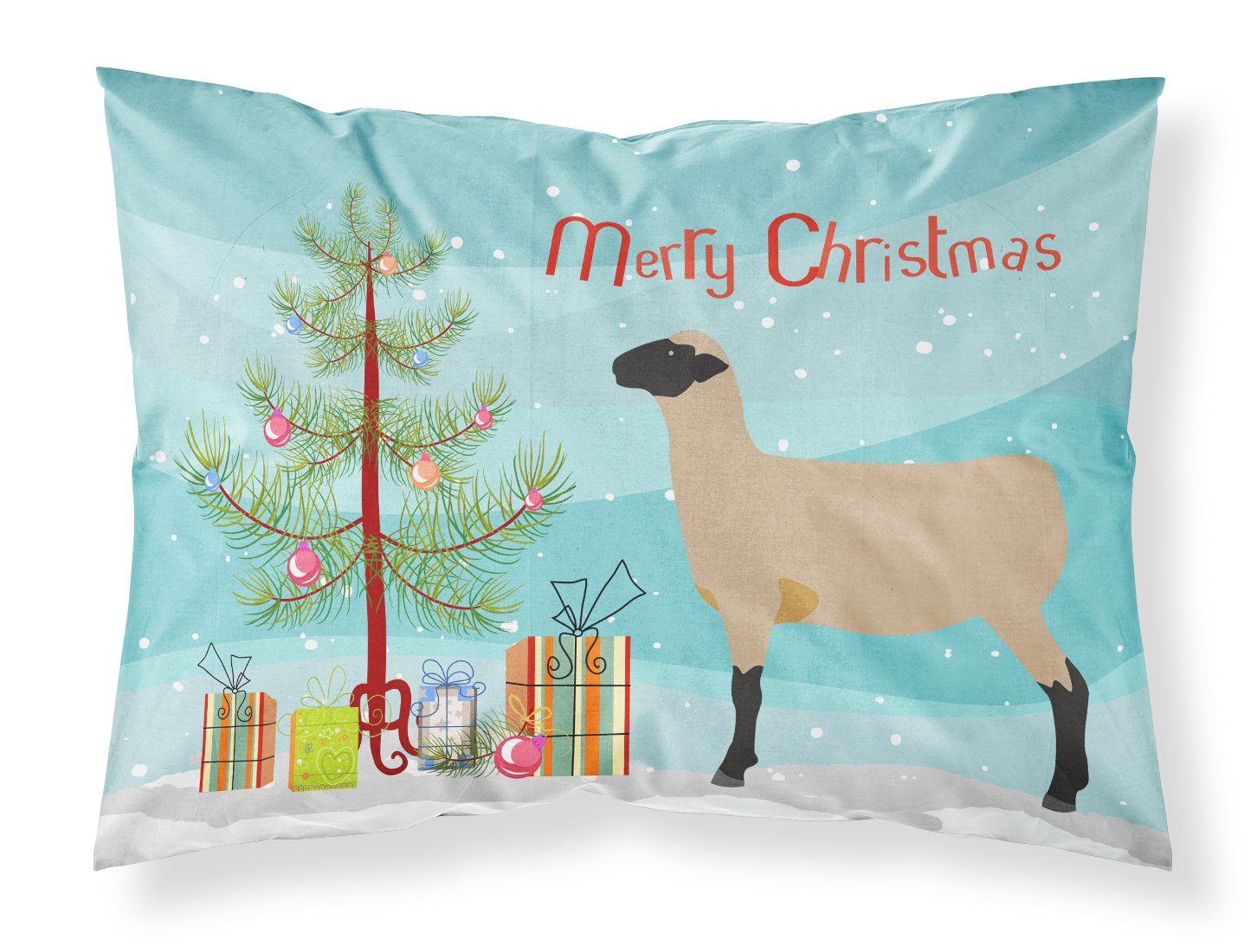 Hampshire Down Sheep Christmas Fabric Standard Pillowcase BB9343PILLOWCASE by Caroline's Treasures