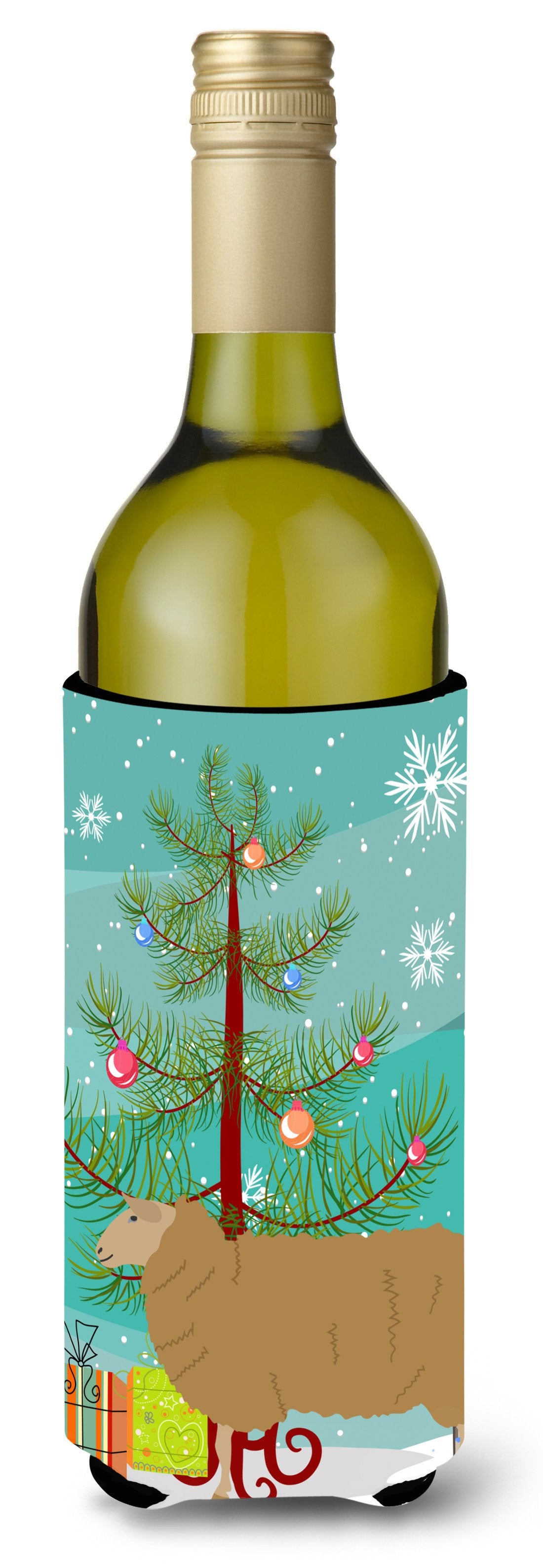 East Friesian Sheep Christmas Wine Bottle Beverge Insulator Hugger BB9344LITERK by Caroline&#39;s Treasures