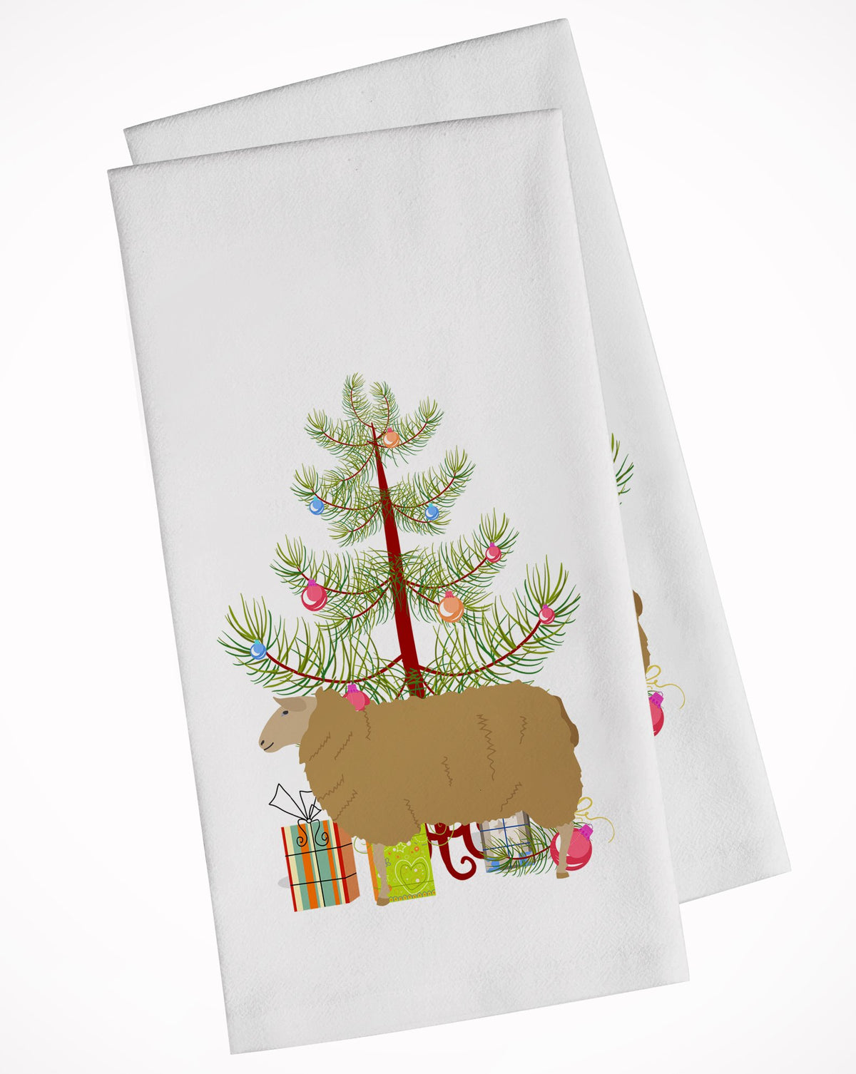 East Friesian Sheep Christmas White Kitchen Towel Set of 2 BB9344WTKT by Caroline&#39;s Treasures