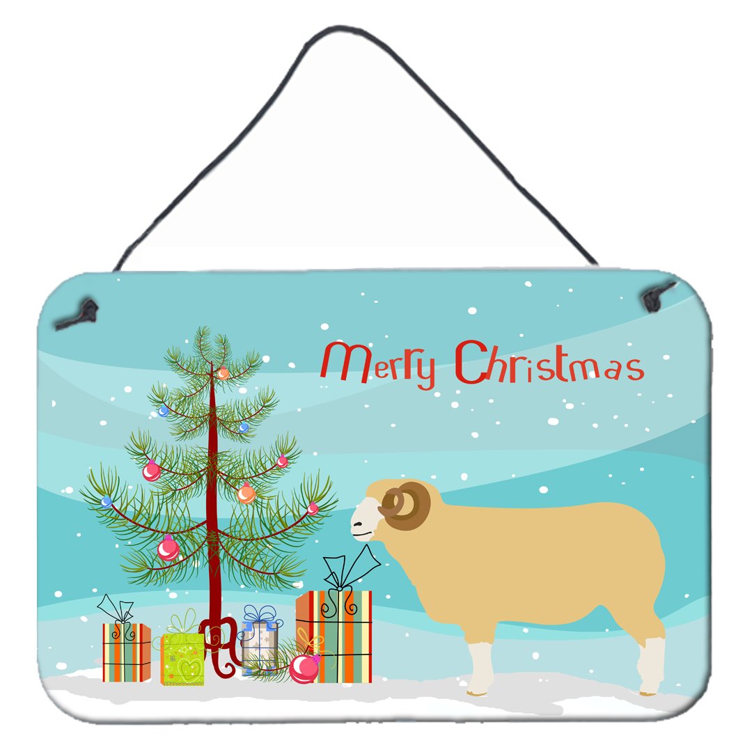 Horned Dorset Sheep Christmas Wall or Door Hanging Prints BB9347DS812 by Caroline&#39;s Treasures
