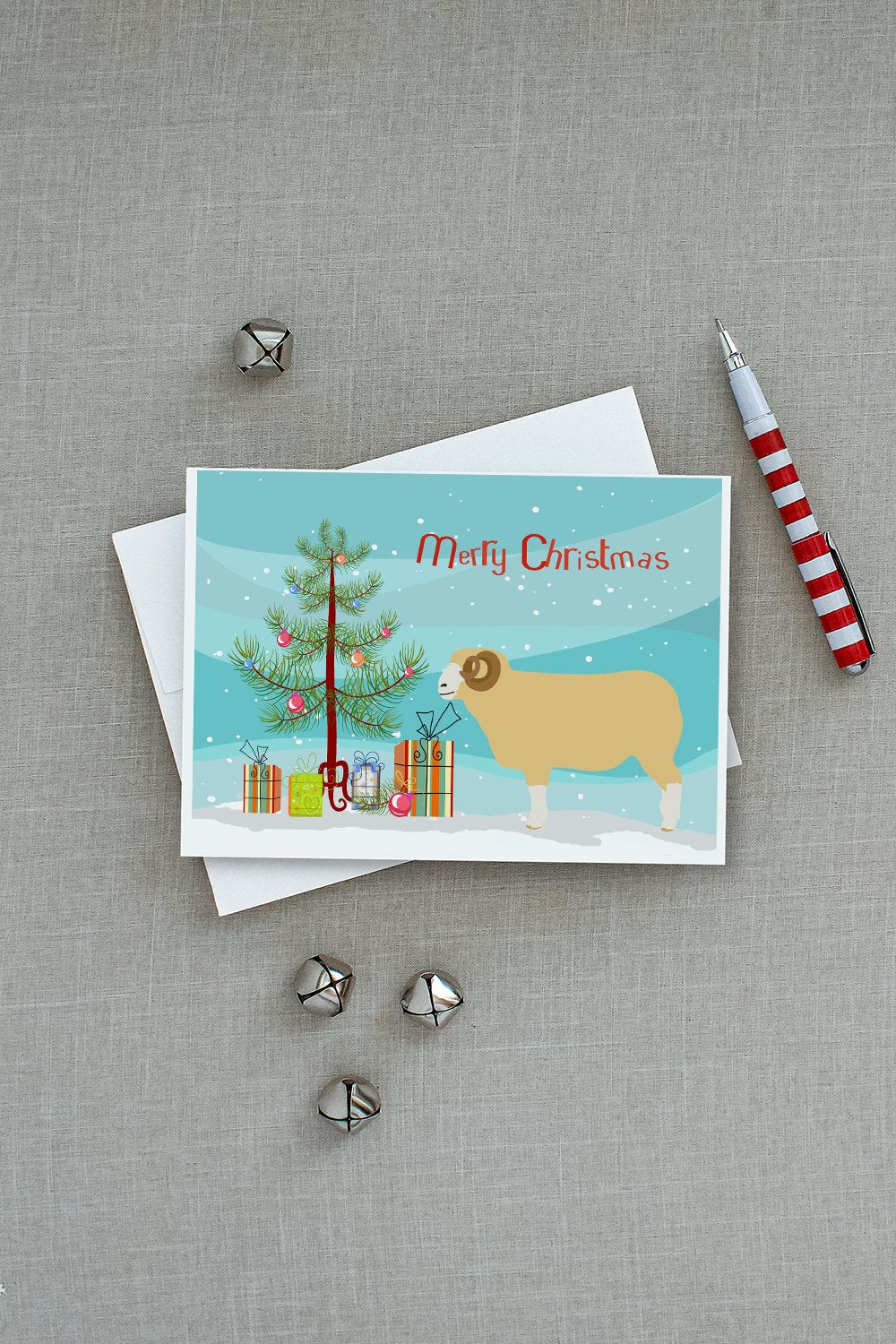 Horned Dorset Sheep Christmas Greeting Cards and Envelopes Pack of 8 - the-store.com