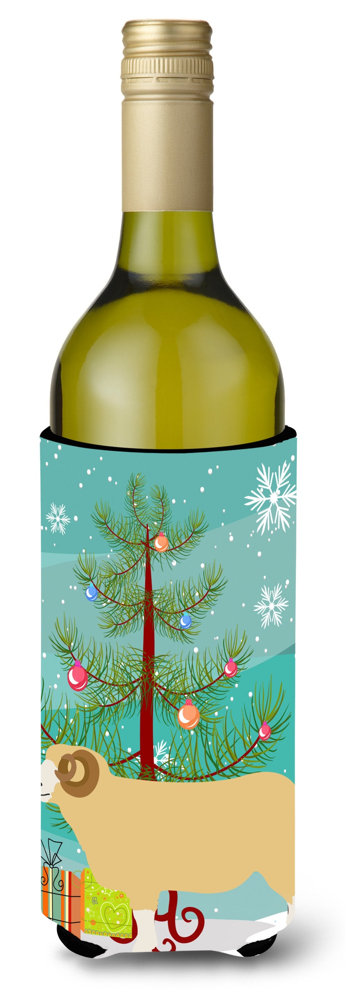 Horned Dorset Sheep Christmas Wine Bottle Beverge Insulator Hugger BB9347LITERK by Caroline&#39;s Treasures