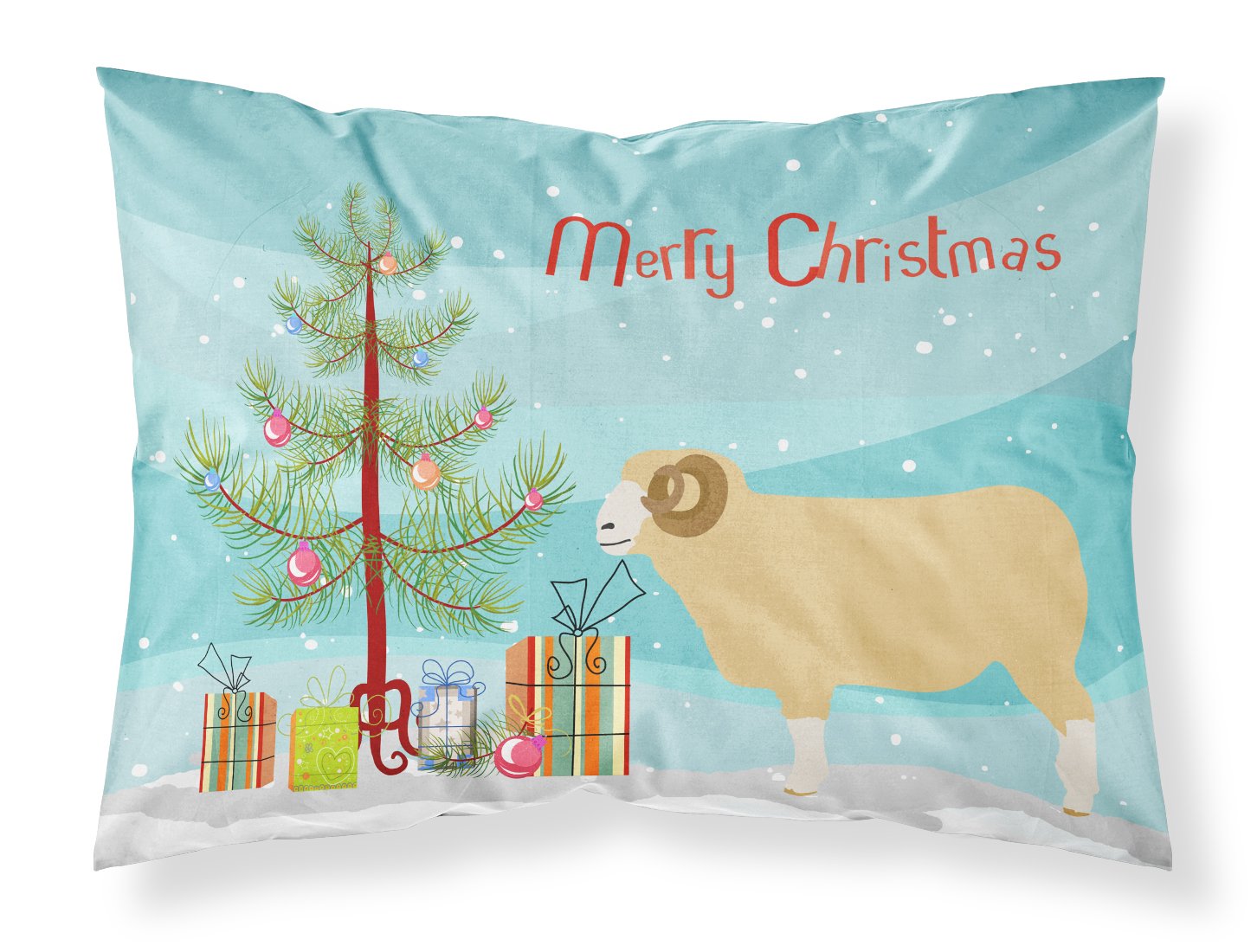 Horned Dorset Sheep Christmas Fabric Standard Pillowcase BB9347PILLOWCASE by Caroline's Treasures