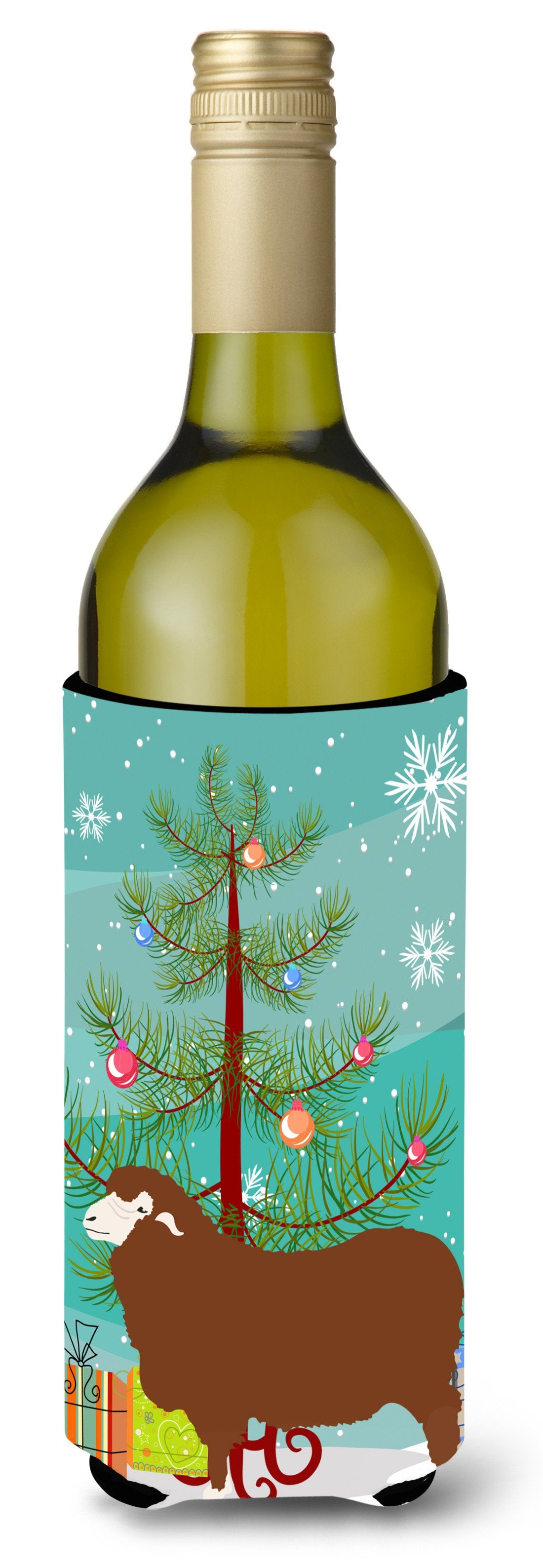 Merino Sheep Christmas Wine Bottle Beverge Insulator Hugger BB9348LITERK by Caroline&#39;s Treasures
