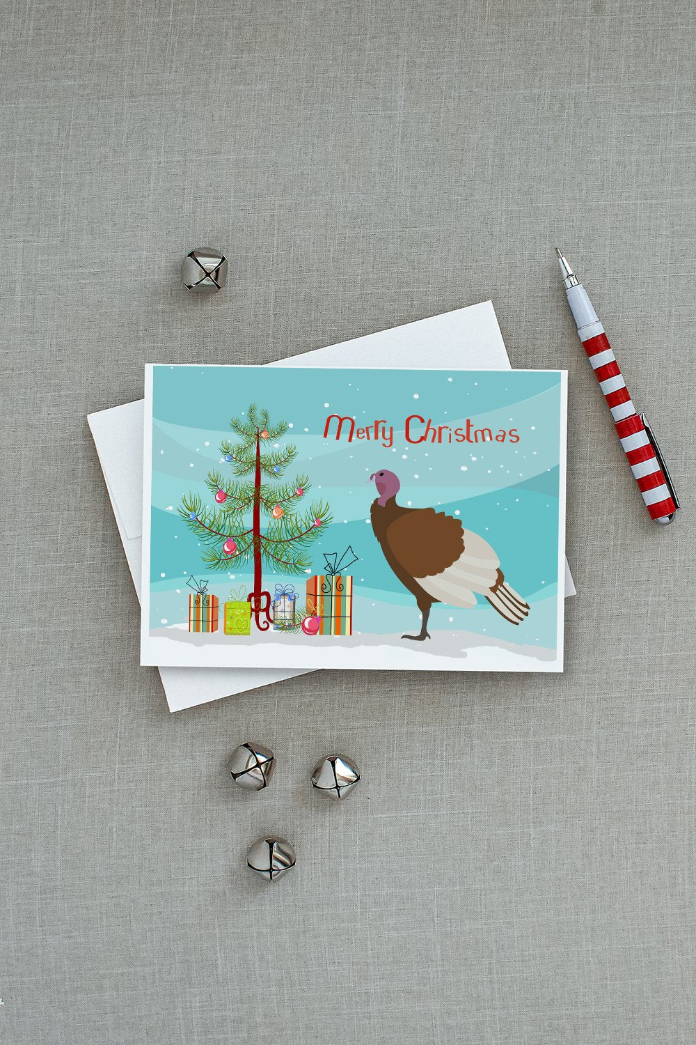 Bourbon Red Turkey Hen Christmas Greeting Cards and Envelopes Pack of 8 - the-store.com