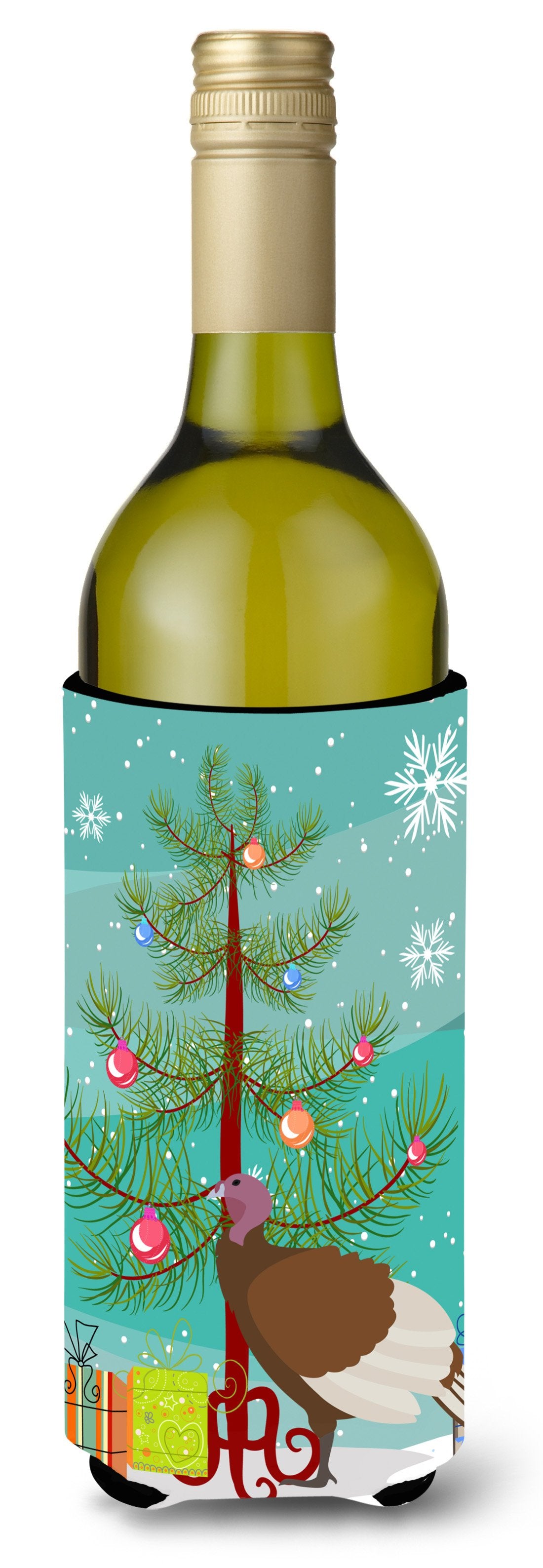 Bourbon Red Turkey Hen Christmas Wine Bottle Beverge Insulator Hugger BB9349LITERK by Caroline&#39;s Treasures