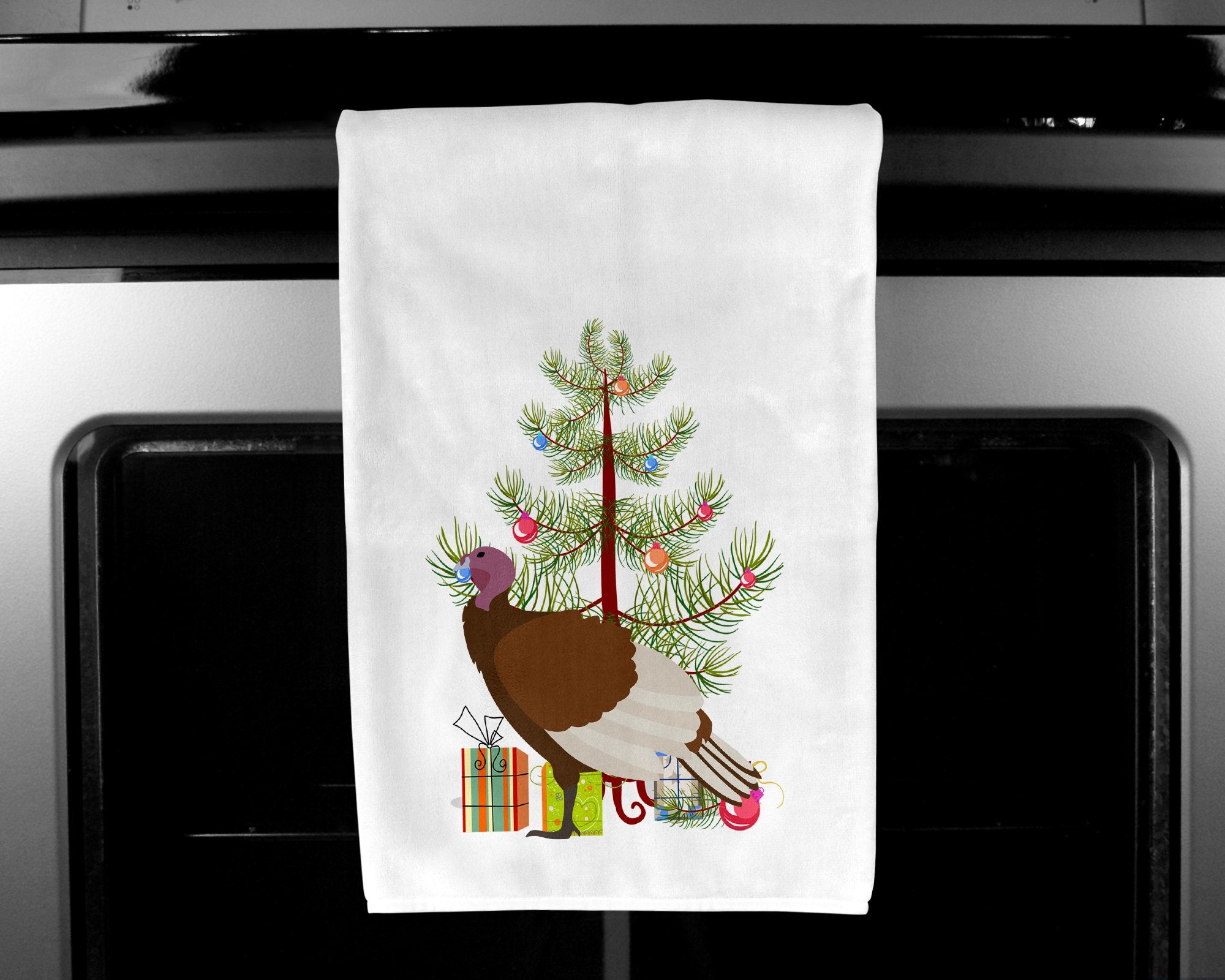 Bourbon Red Turkey Hen Christmas White Kitchen Towel Set of 2 BB9349WTKT by Caroline's Treasures