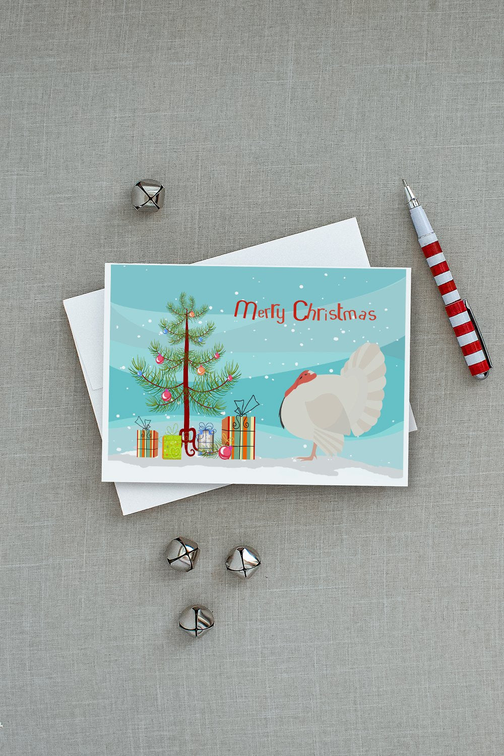 White Holland Turkey Christmas Greeting Cards and Envelopes Pack of 8 - the-store.com