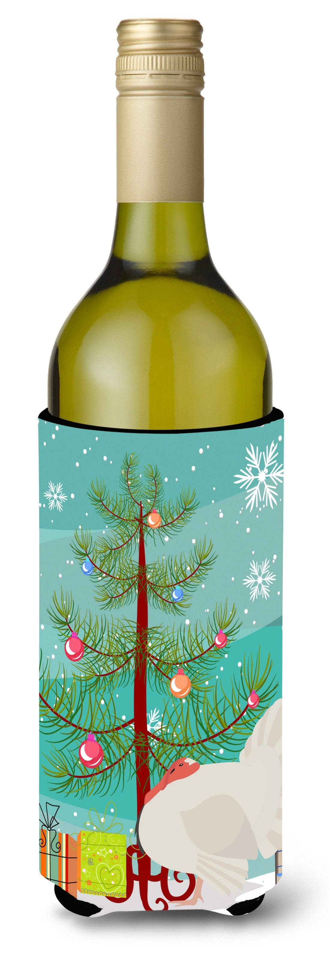 White Holland Turkey Christmas Wine Bottle Beverge Insulator Hugger BB9350LITERK by Caroline&#39;s Treasures