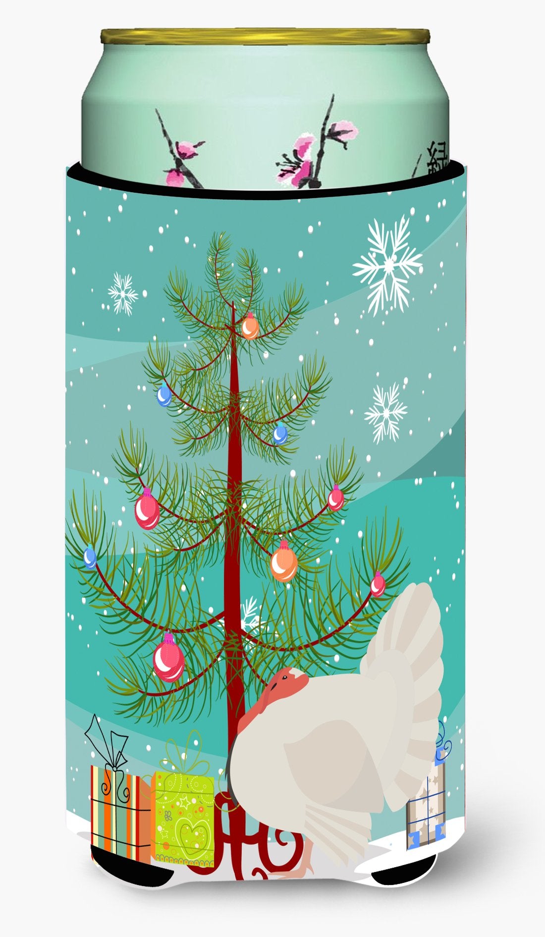 White Holland Turkey Christmas Tall Boy Beverage Insulator Hugger BB9350TBC by Caroline&#39;s Treasures