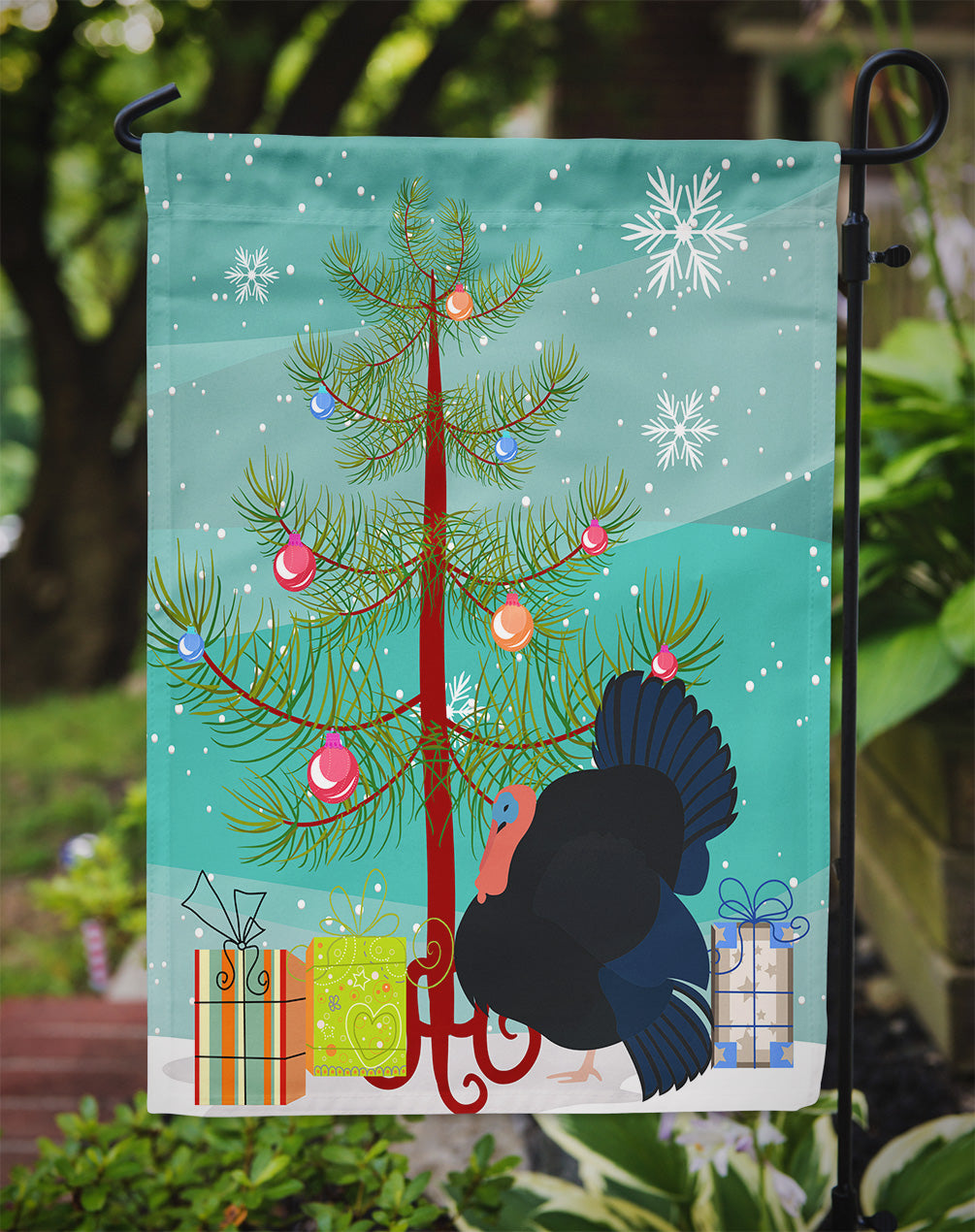 Norfolk Black Turkey Christmas Flag Garden Size BB9352GF
