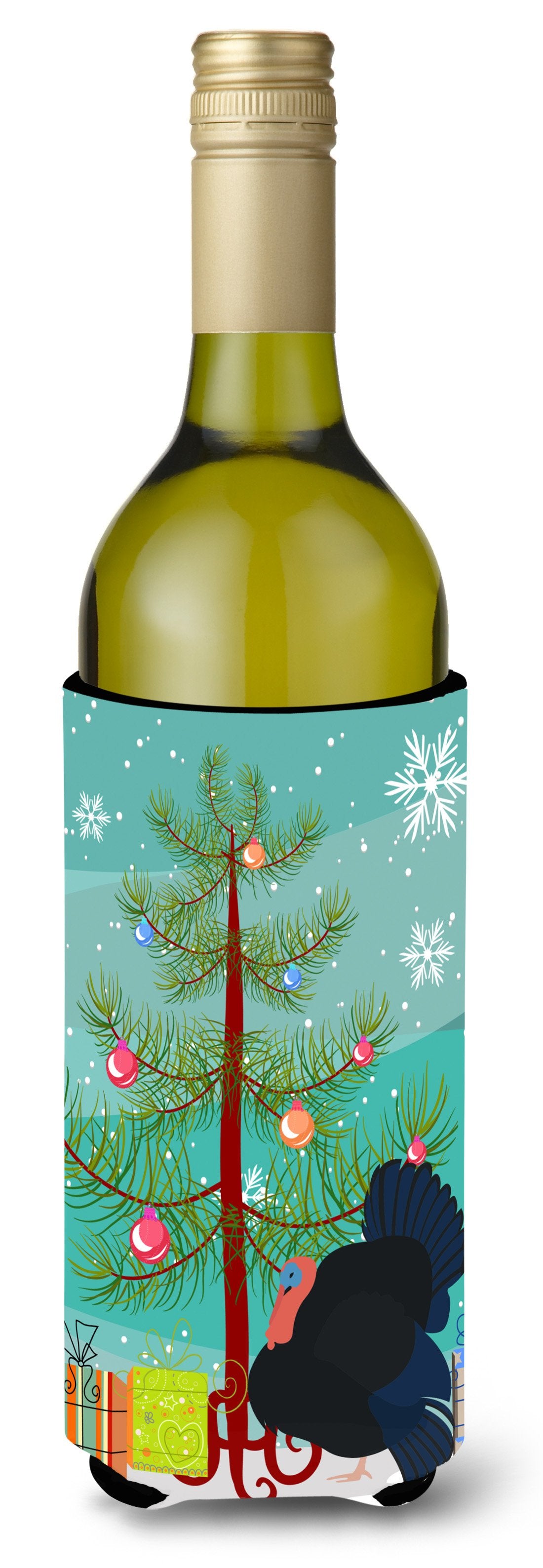 Norfolk Black Turkey Christmas Wine Bottle Beverge Insulator Hugger BB9352LITERK by Caroline&#39;s Treasures