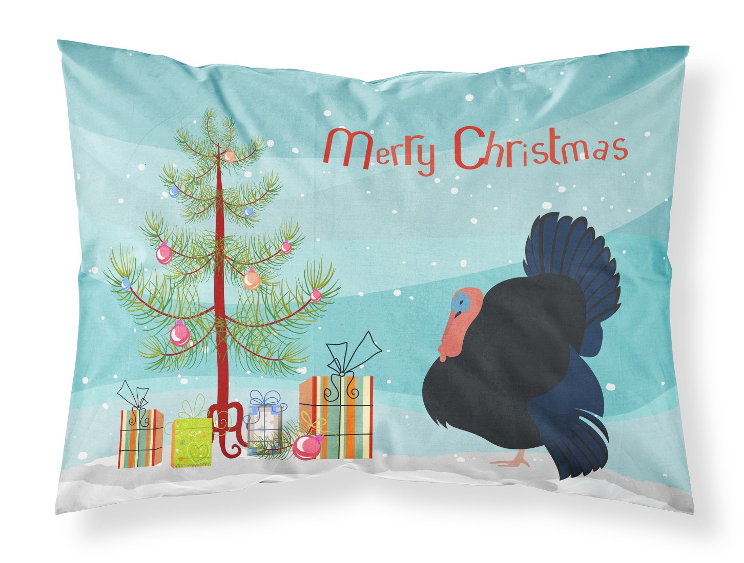 Norfolk Black Turkey Christmas Fabric Standard Pillowcase BB9352PILLOWCASE by Caroline's Treasures