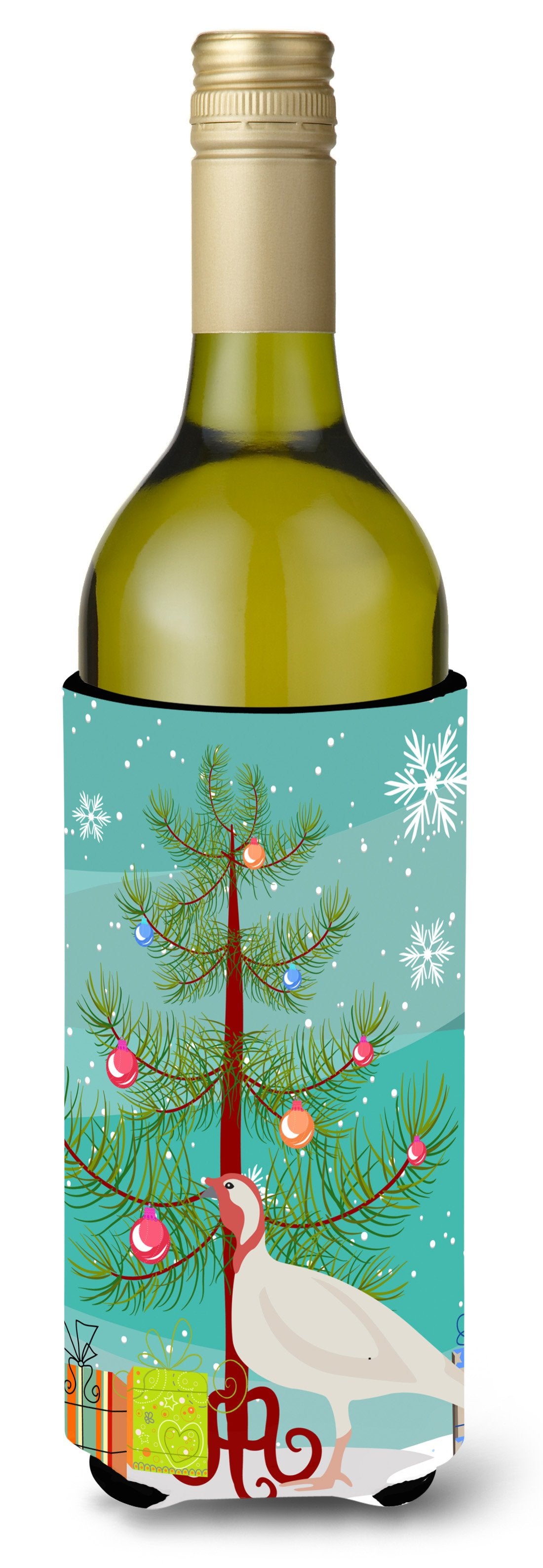 Beltsville Small White Turkey Hen Christmas Wine Bottle Beverge Insulator Hugger BB9356LITERK by Caroline&#39;s Treasures