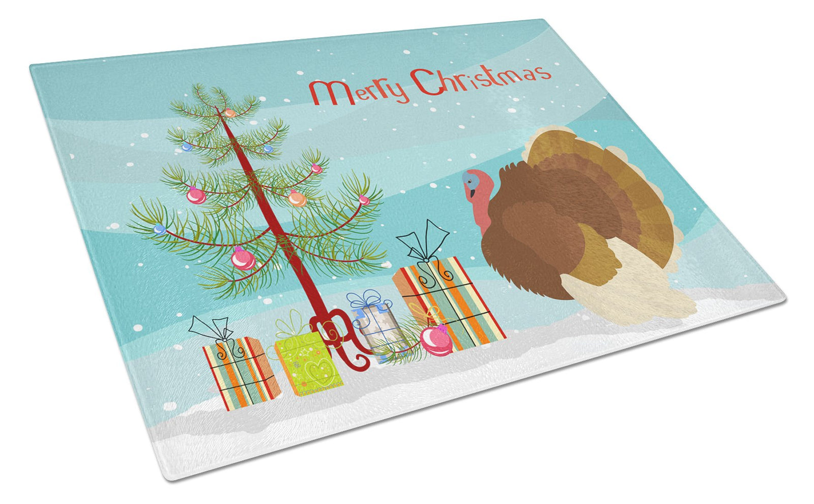 French Turkey Dindon Christmas Glass Cutting Board Large BB9357LCB by Caroline's Treasures