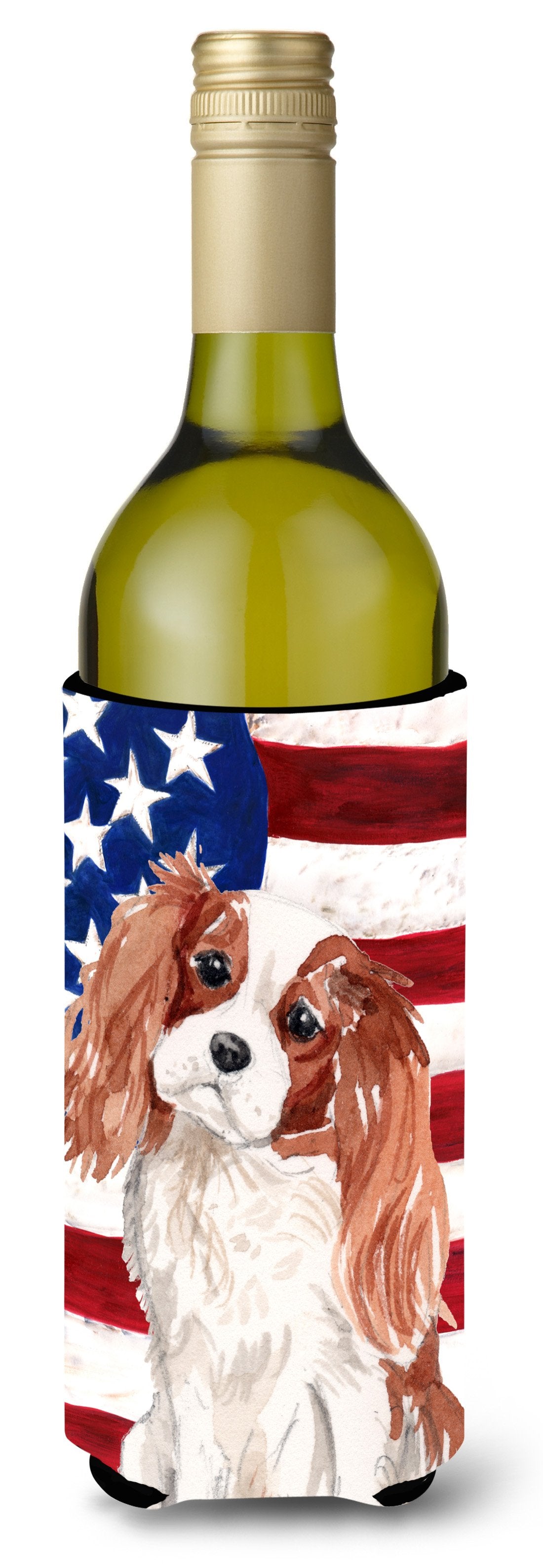 Blenheim Cavalier Spaniel Patriotic Wine Bottle Beverge Insulator Hugger BB9358LITERK by Caroline&#39;s Treasures