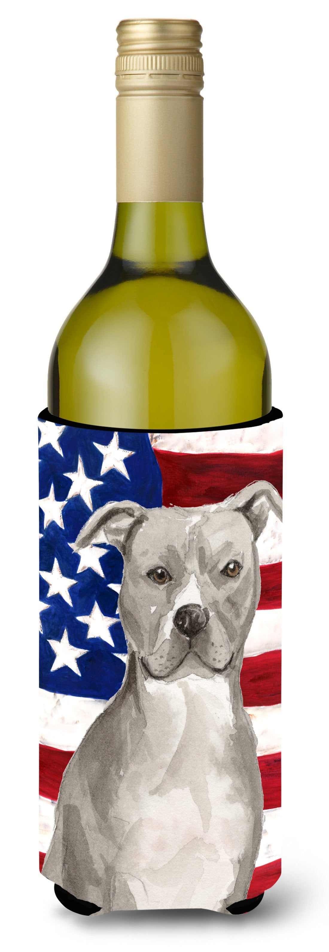 Staffordshire Bull Terrier Patriotic Wine Bottle Beverge Insulator Hugger BB9360LITERK by Caroline&#39;s Treasures