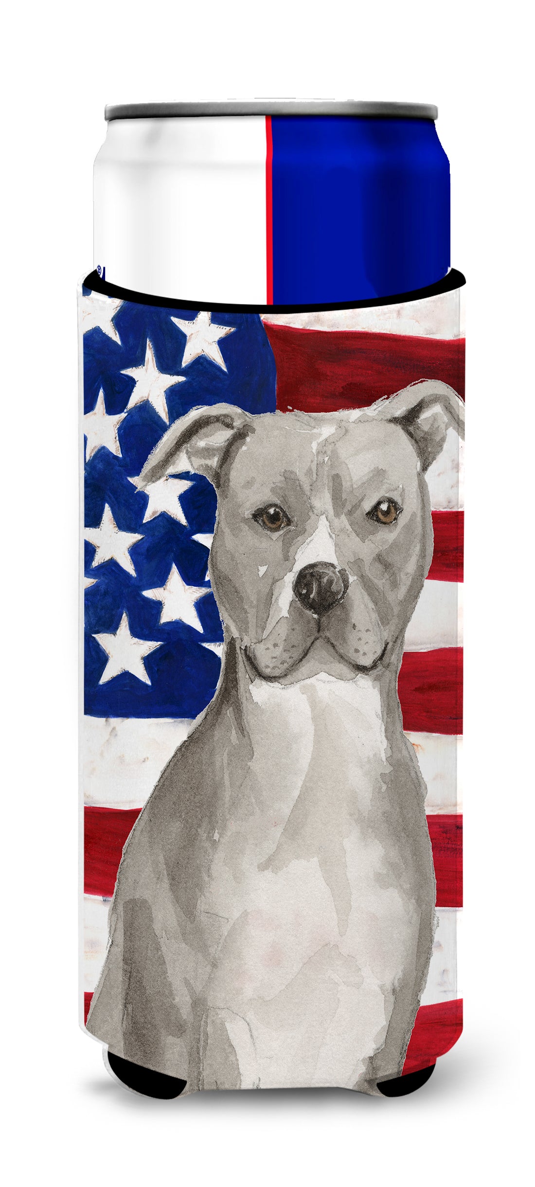 Staffordshire Bull Terrier Patriotic  Ultra Hugger for slim cans BB9360MUK  the-store.com.