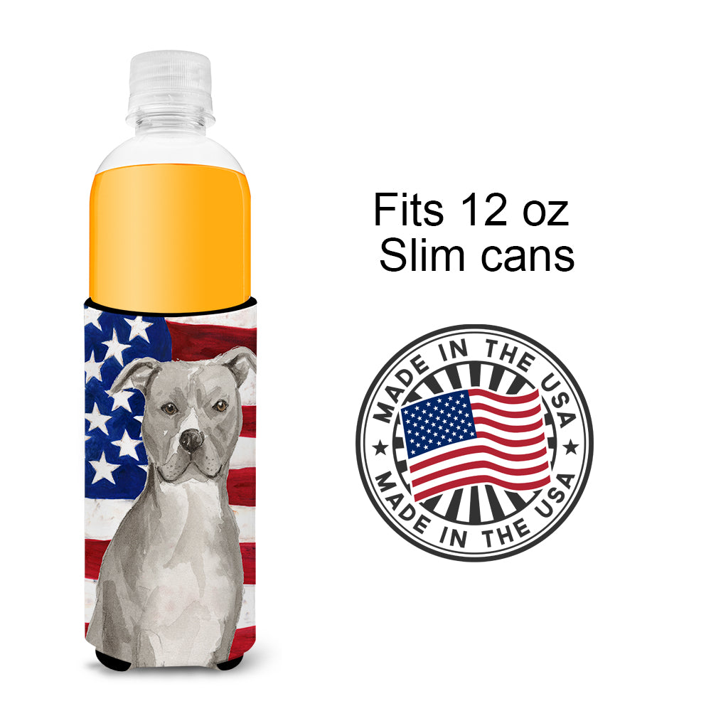 Staffordshire Bull Terrier Patriotic  Ultra Hugger for slim cans BB9360MUK  the-store.com.