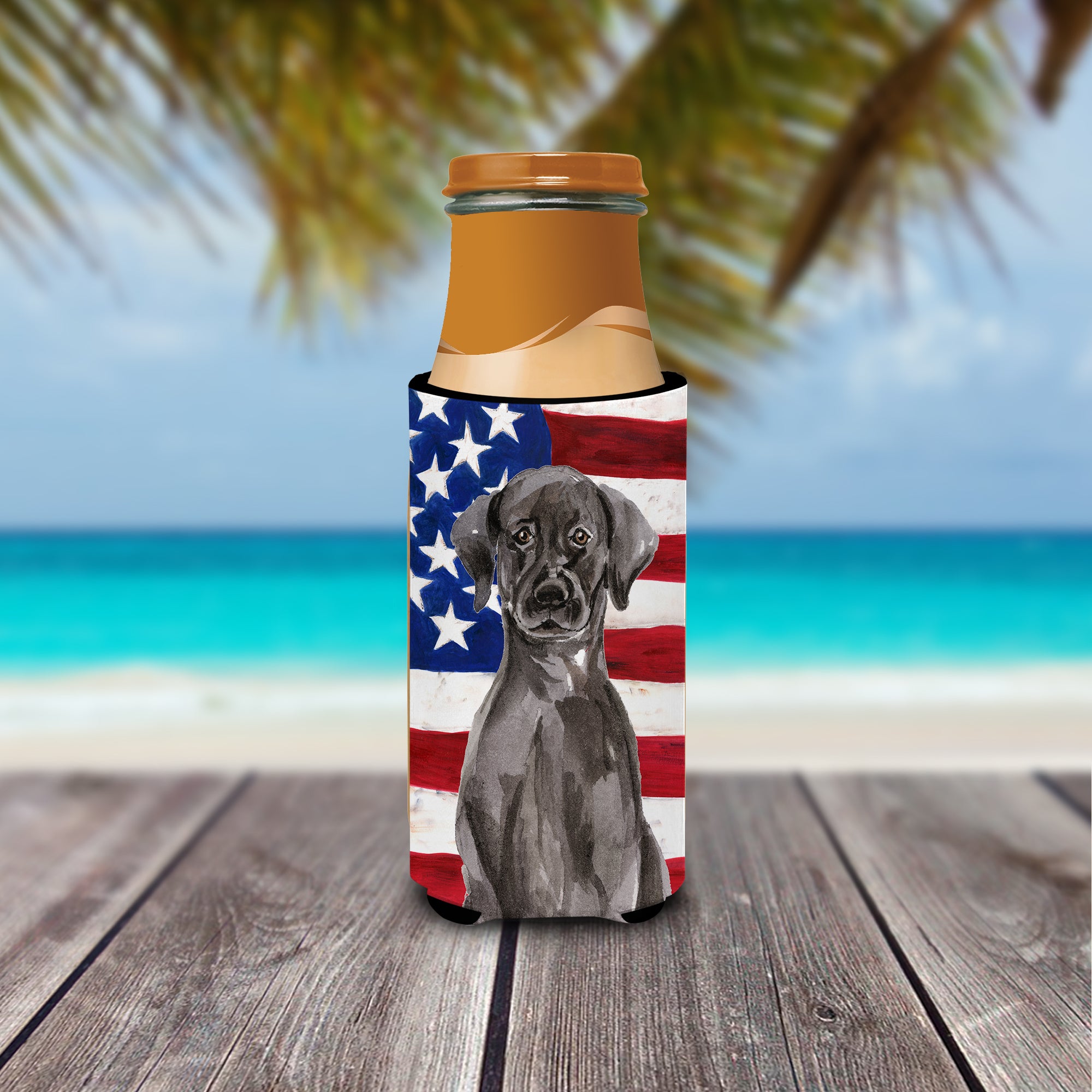 Black Labrador Patriotic  Ultra Hugger for slim cans BB9363MUK
