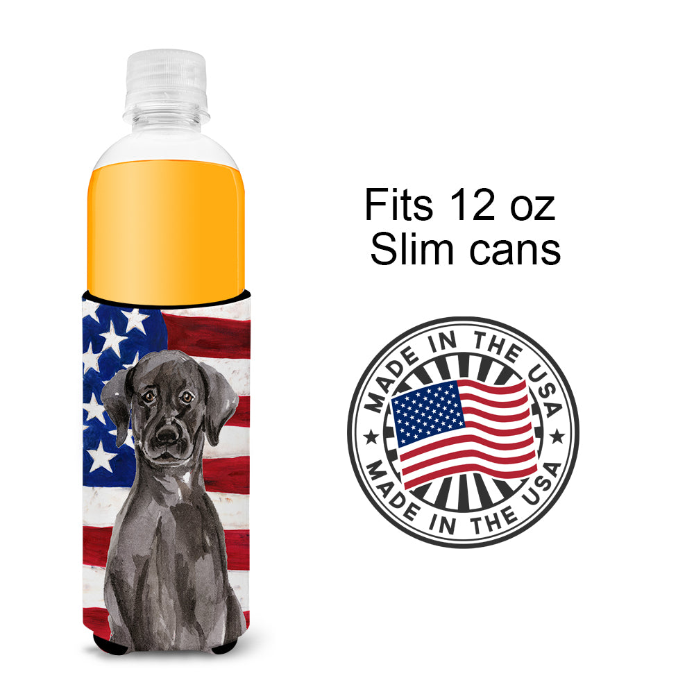 Black Labrador Patriotic  Ultra Hugger for slim cans BB9363MUK  the-store.com.