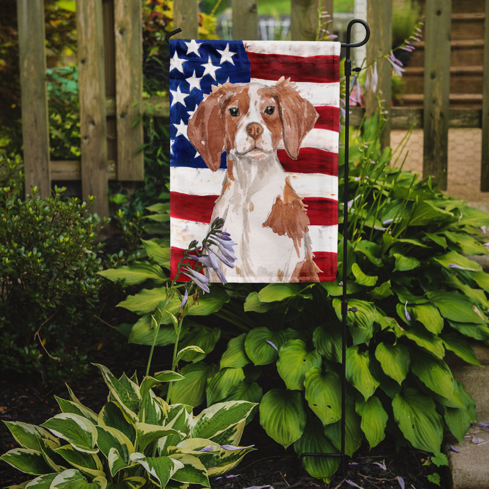 Caroline's Treasures Brittany Spaniel Patriotic Garden Flag - Outdoor Decorative Yard Flag BB9364GF