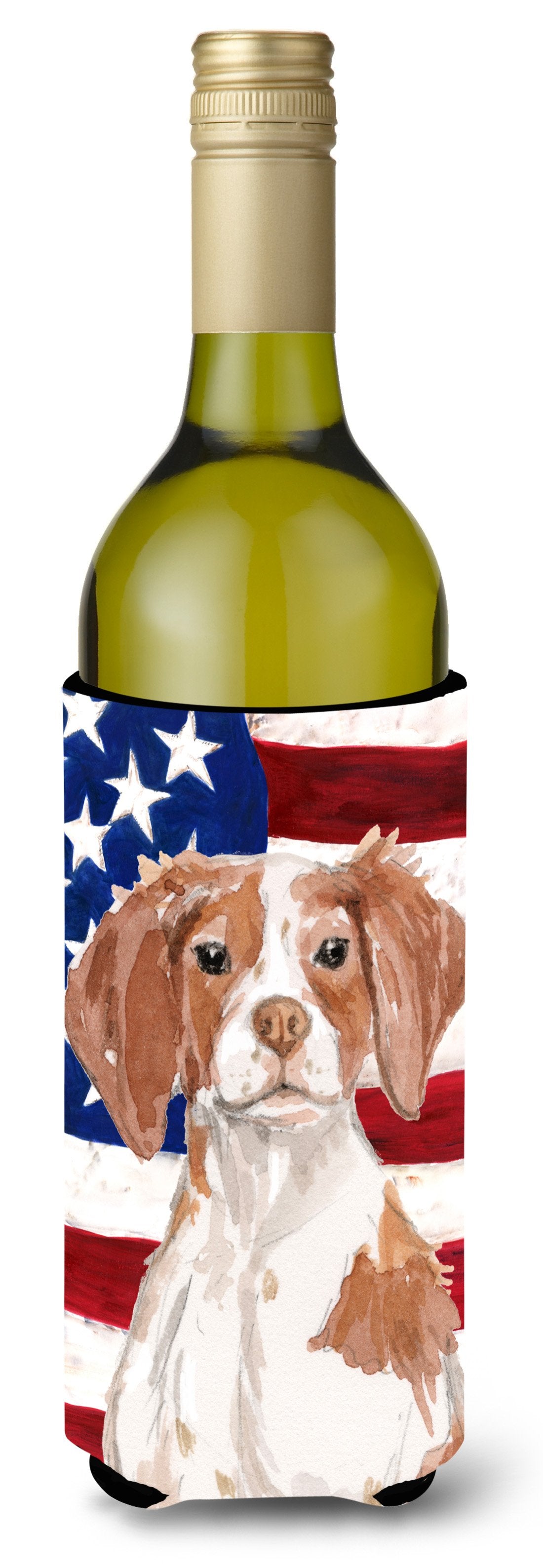 Brittany Spaniel Patriotic Wine Bottle Beverge Insulator Hugger BB9364LITERK by Caroline&#39;s Treasures