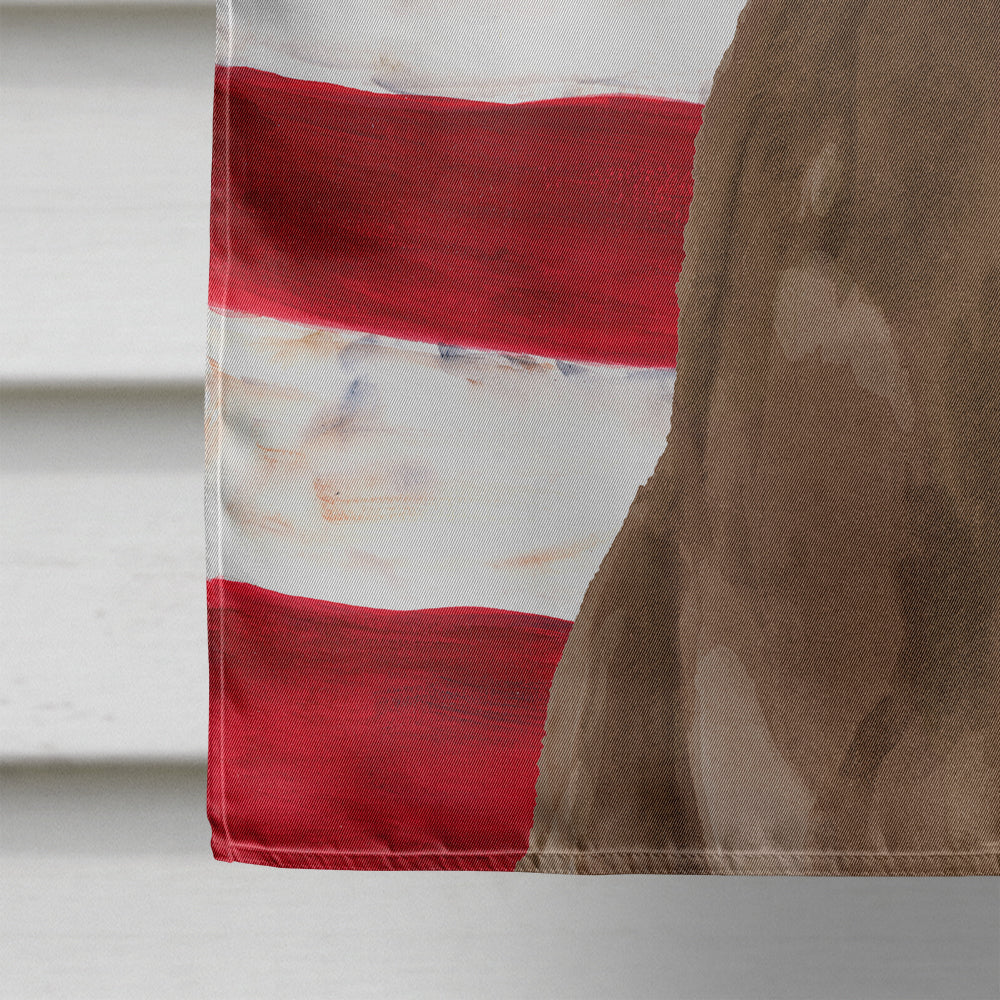 Chocolate Labrador Patriotic Flag Canvas House Size BB9365CHF